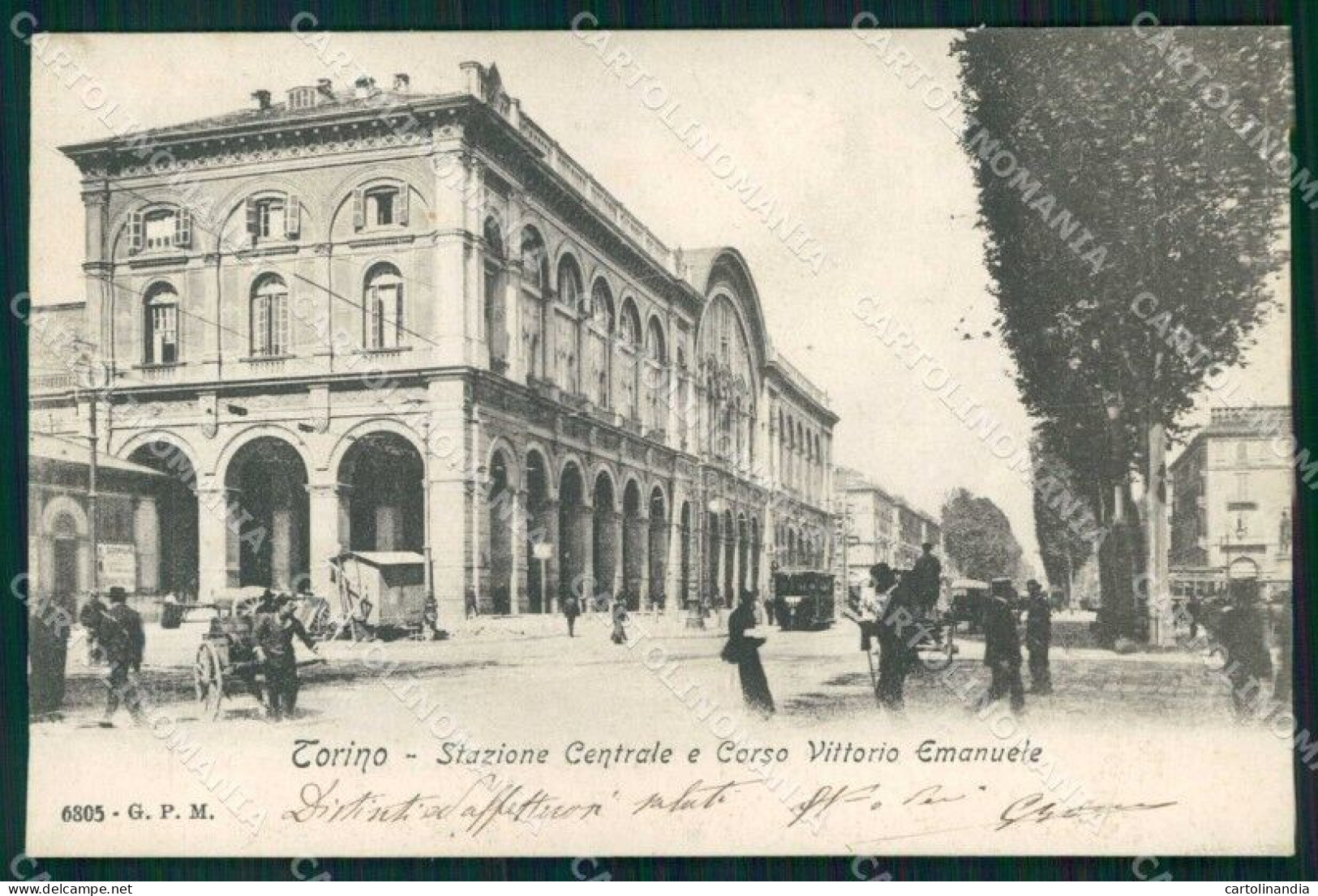 Torino Città Stazione Porta Nuova Tram Corso Vittorio Emanuele Cartolina MZ8515 - Andere & Zonder Classificatie