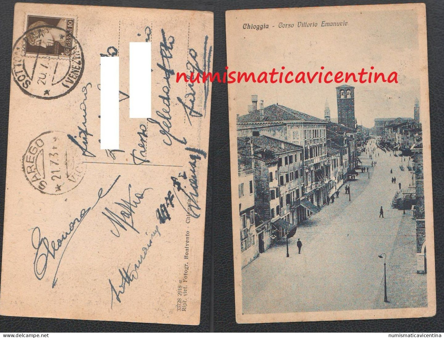 Chioggia Corso Vitt. Emanuele Viaggiata 1934 X Sarego ( VI ) - Venezia (Venice)