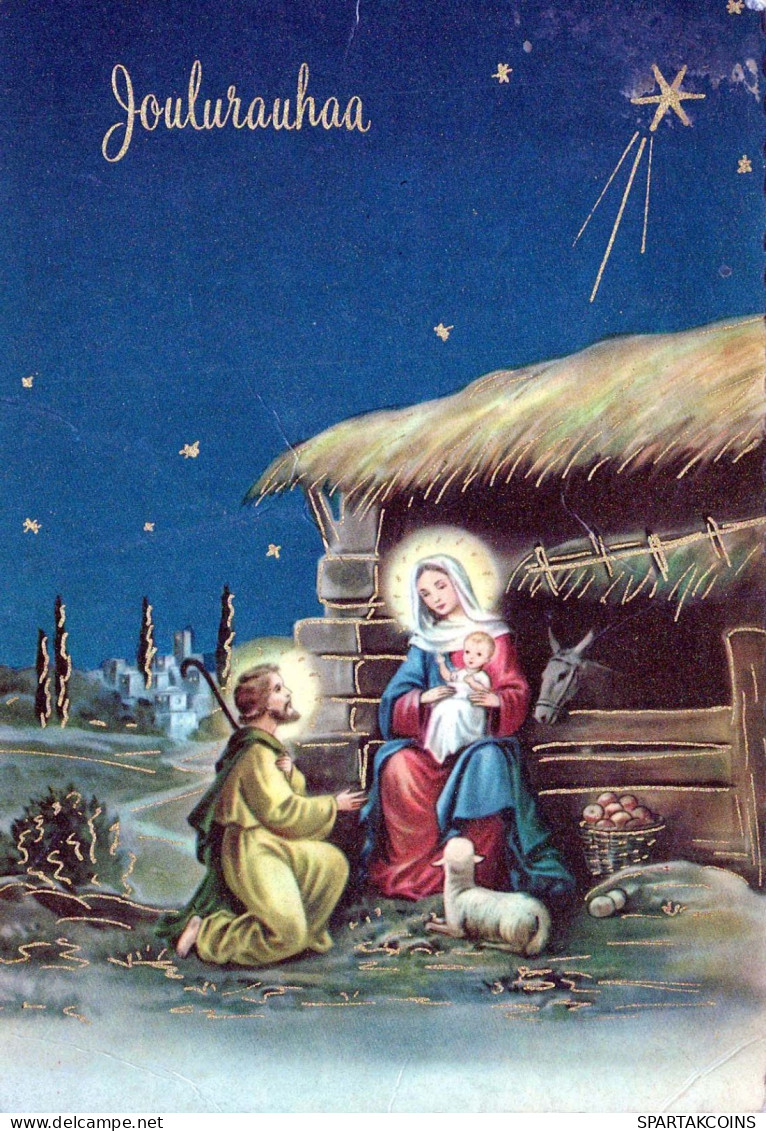 Vergine Maria Madonna Gesù Bambino Natale Religione Vintage Cartolina CPSM #PBP979.A - Vierge Marie & Madones