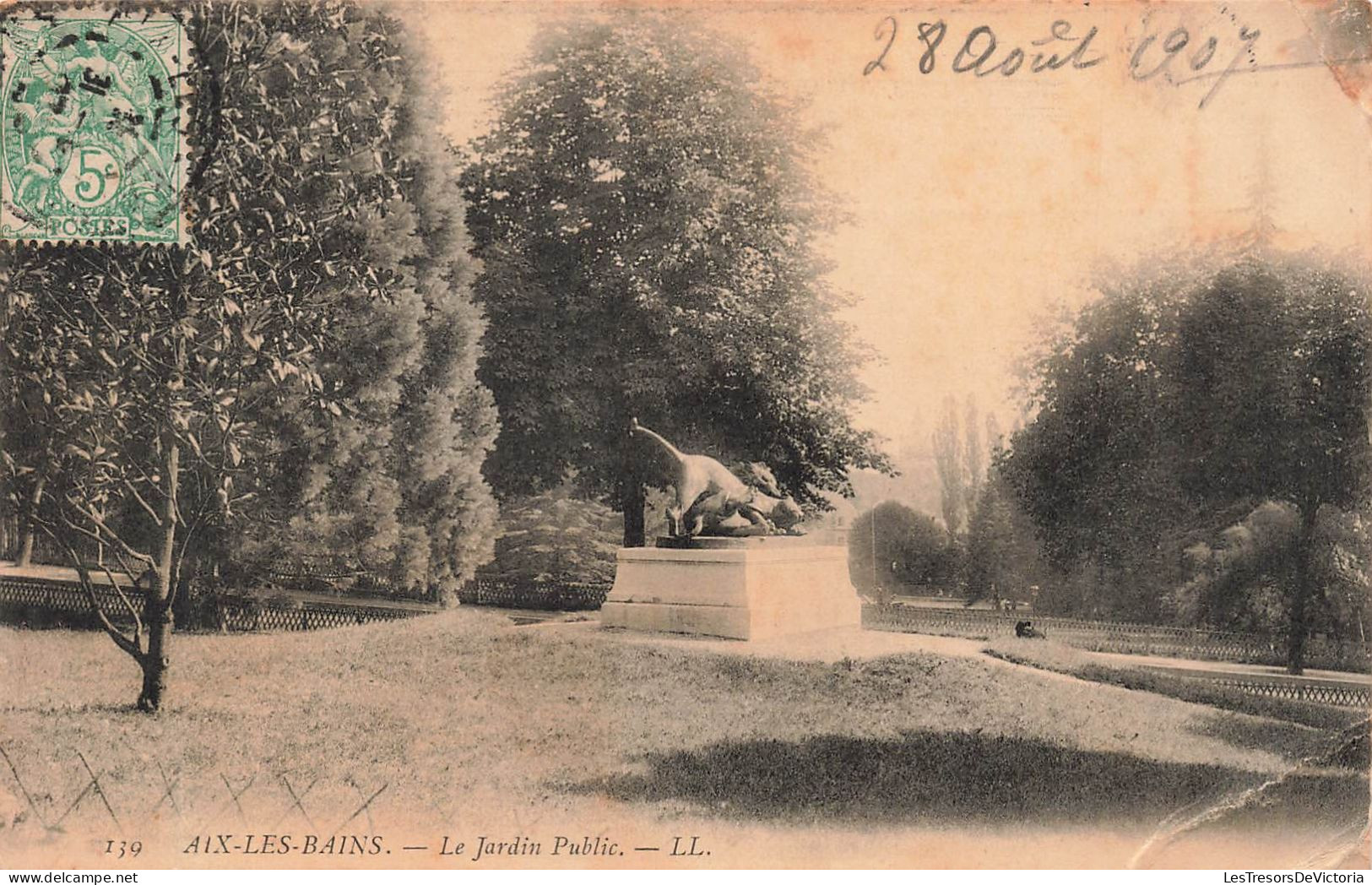 FRANCE - Aix Les Bains - Vu Sur Le Jardin Public - L L - Statue - Vue Générale - Carte Postale Ancienne - Aix Les Bains