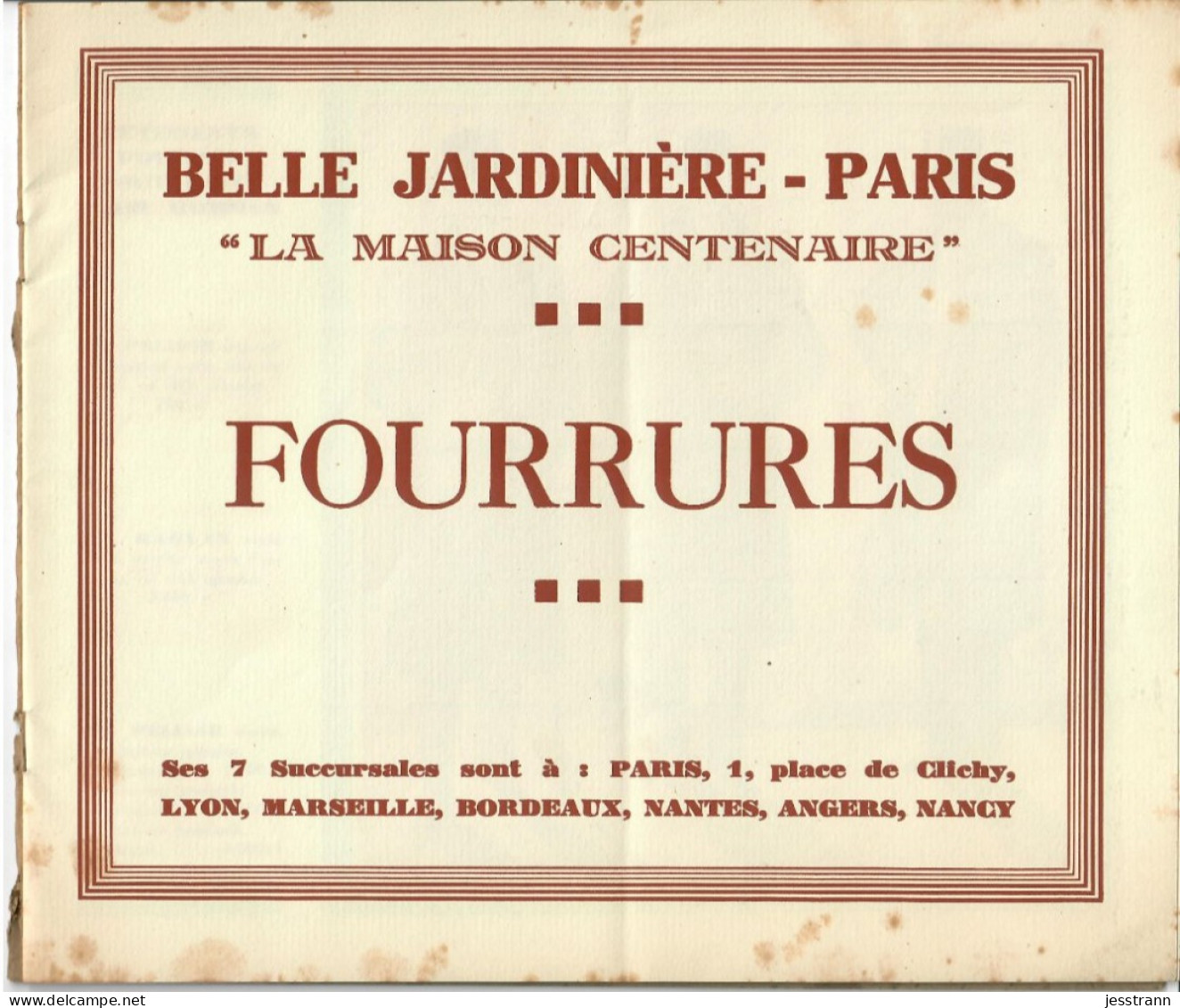 CATALOGUE 1930- FOURRURES- BELLE JARDINIERE- PARIS- ILLUSTREE PAR L. DE LAJARRIGE-  SCANS- QQ TACHES ROUSSISSURES - Textilos & Vestidos