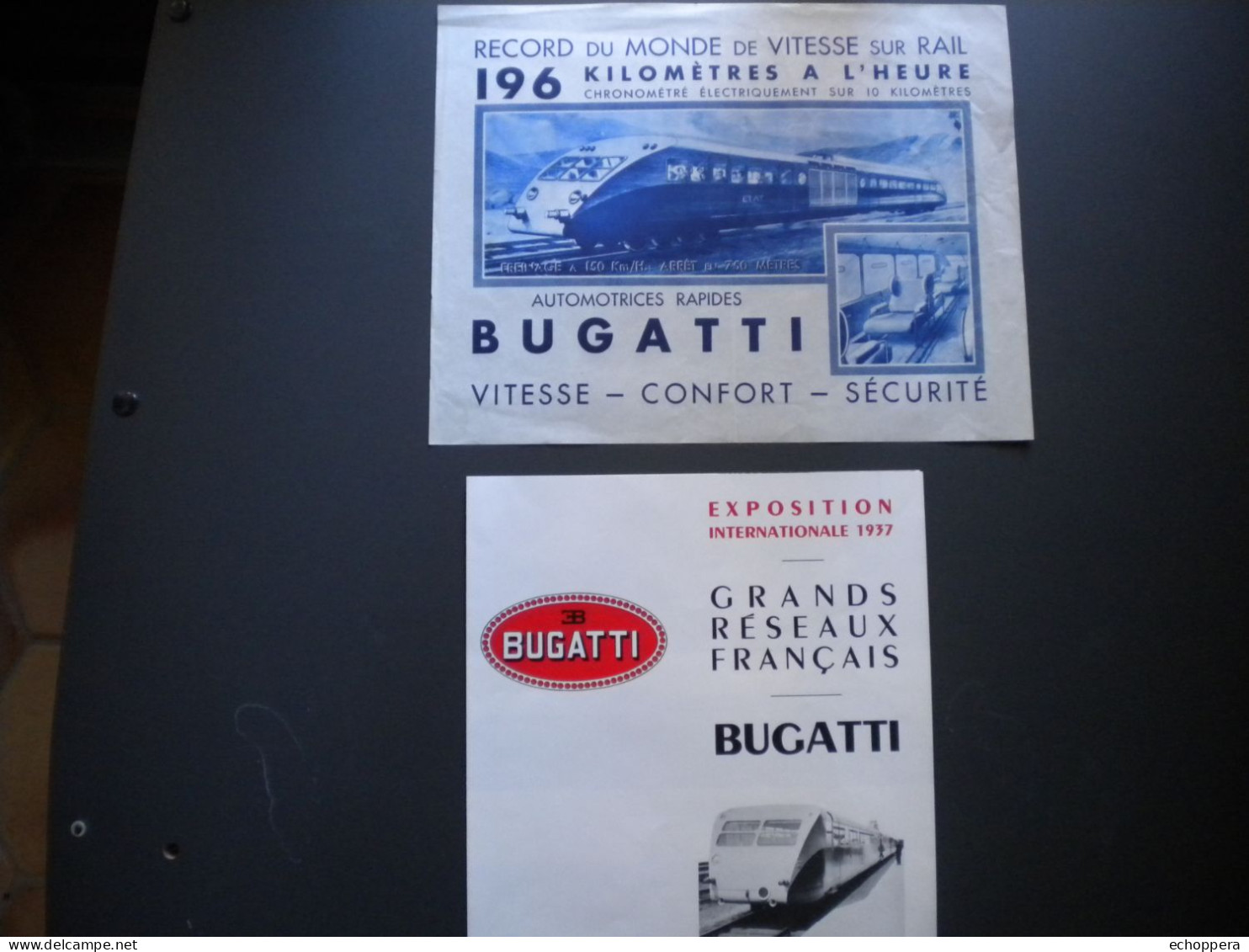 BUGATTI - Autorails - 2 Documents Publicitaire 1937 - 1900 – 1949