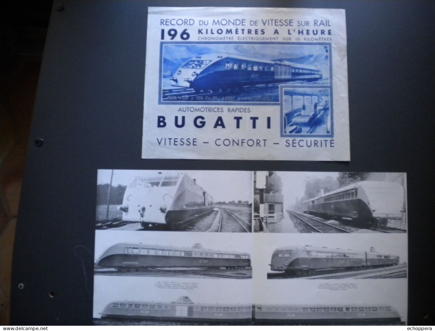 BUGATTI - Autorails - 2 Documents Publicitaire 1937 - 1900 – 1949