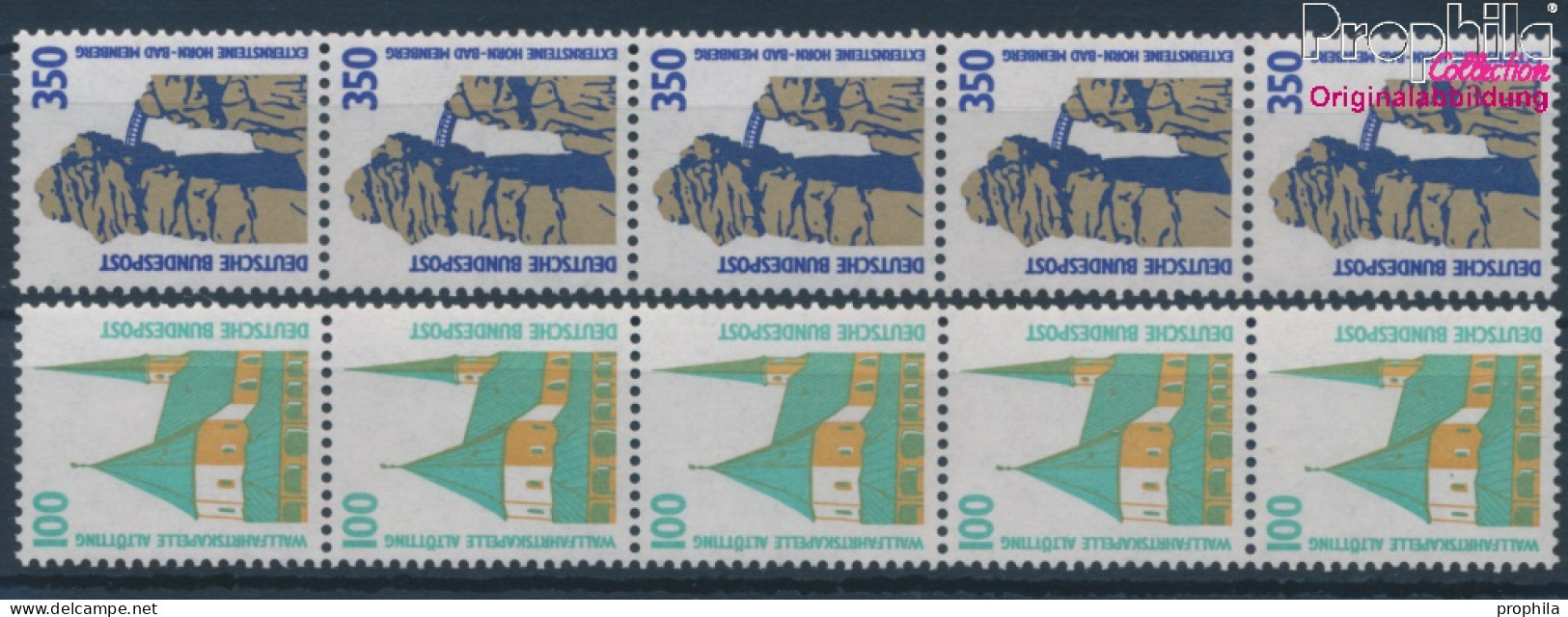 BRD 1406A R I-1407A R I Fünferstreifen (kompl.Ausg.) Postfrisch 1989 Sehenswürdigkeiten (10343263 - Unused Stamps