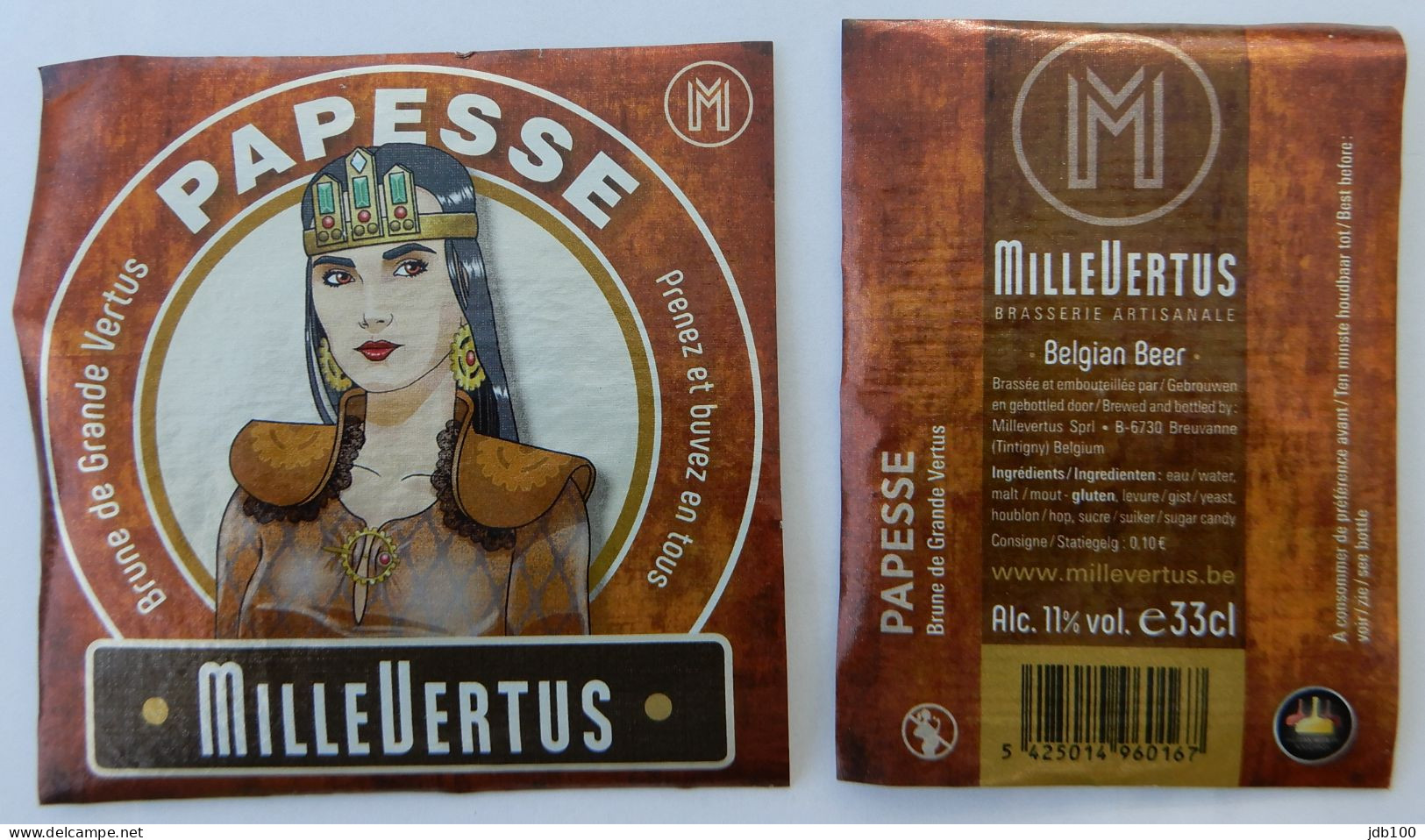 Bier Etiket (5o7), étiquette De Bière, Beer Label, Papesse Brouwerij Millevertus - Bière