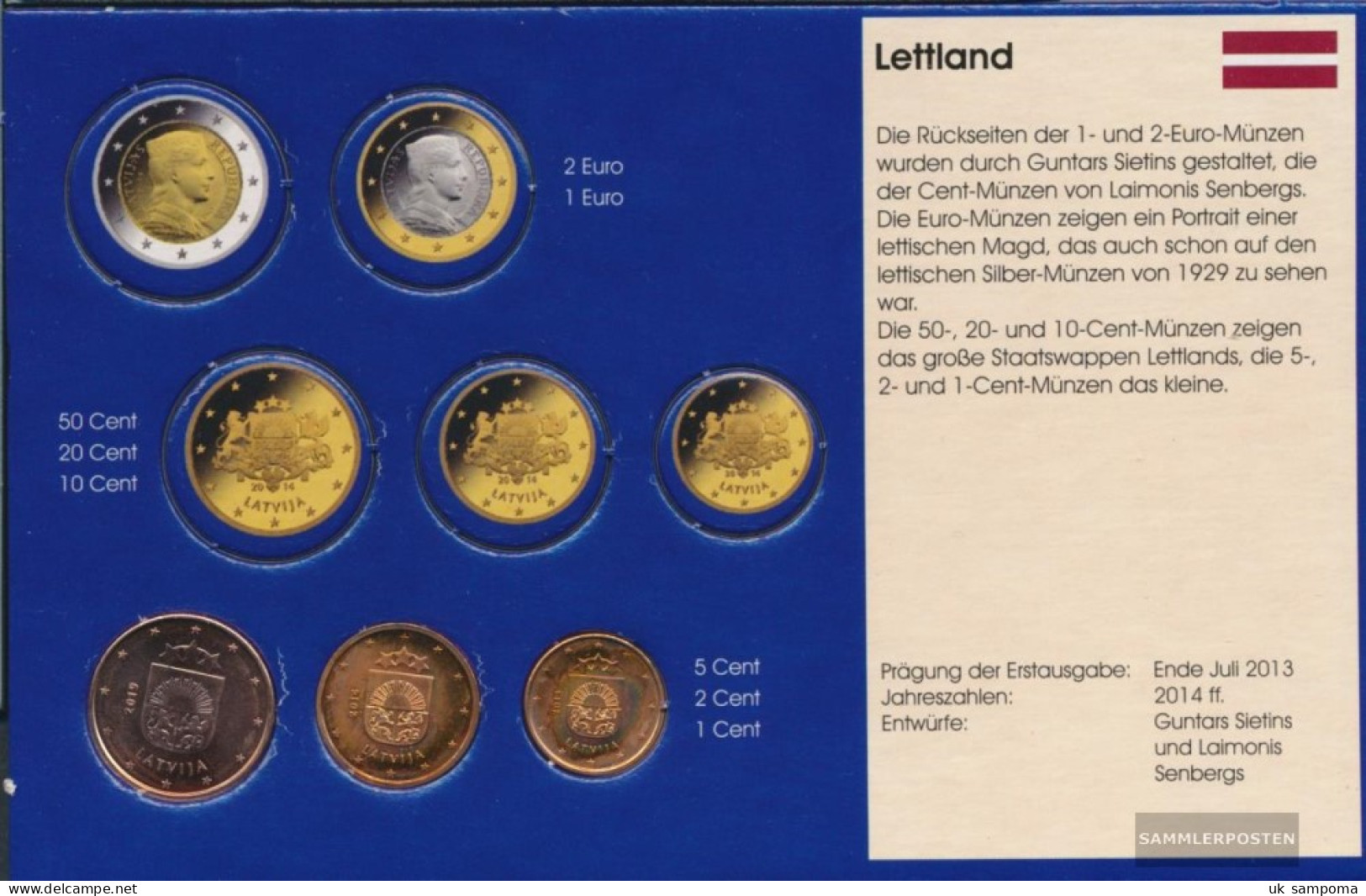 Latvia LET1- 3 Stgl./unzirkuliert Mixed Vintages From 2014 Kursmünze 1, 2 And 5 CENT - Lettland