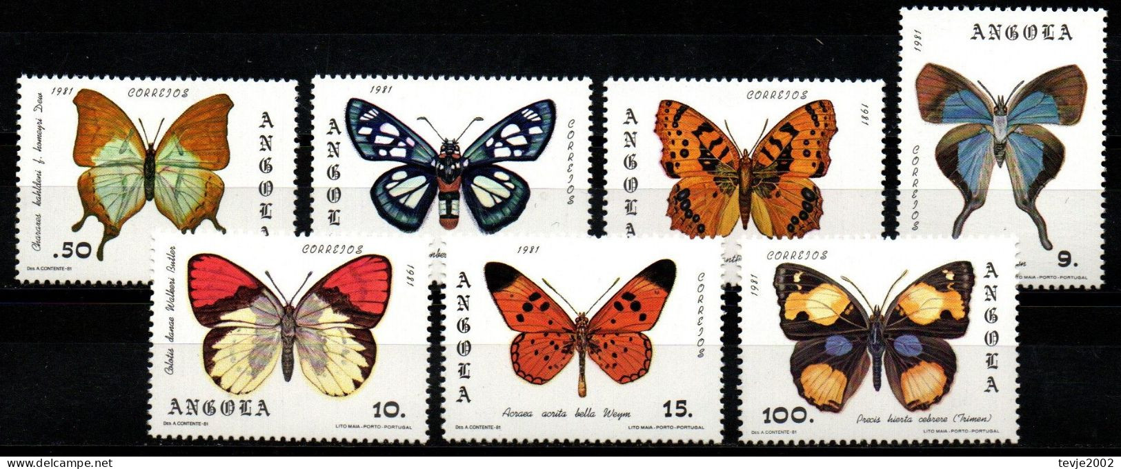 Angola 1982 - Mi.Nr. 663 - 669 - Postfrisch MNH - Tiere Animals Schmetterlinge Butterflies - Schmetterlinge