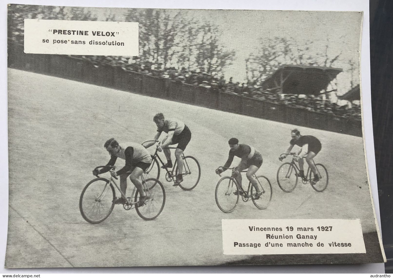 Carte Publicitaire - Cyclisme Vincennes Réunion Ganay - Laboratoires Prestie-Velox - Cycling