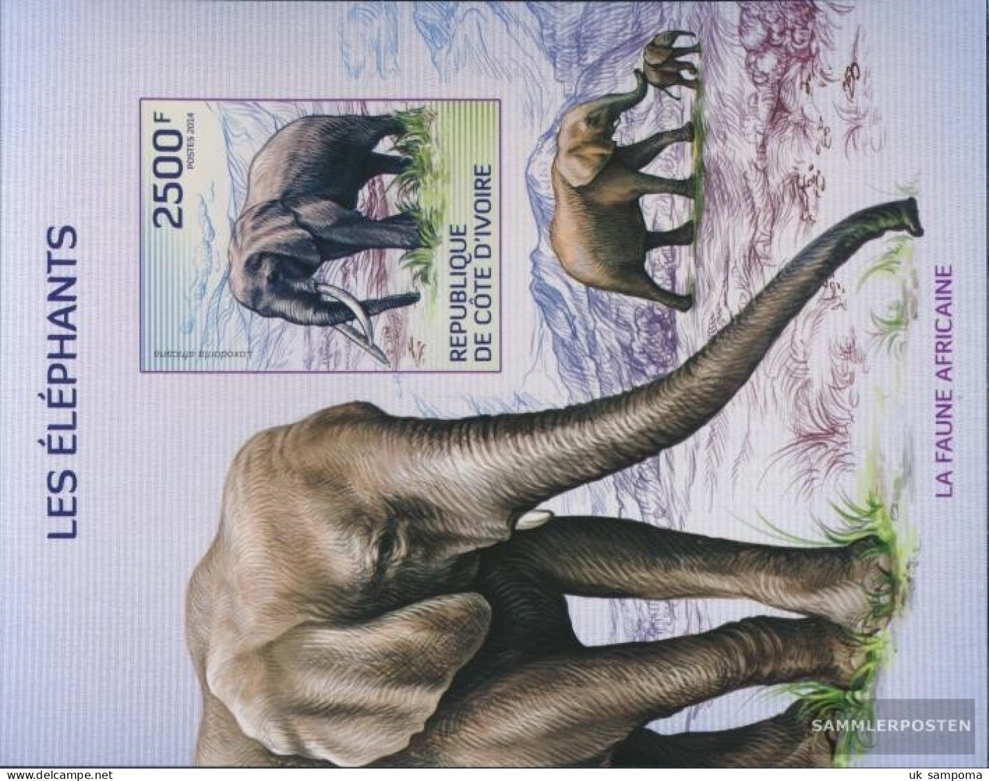 The Ivory Coast Block210B (complete Issue) Ungezähnte Stamps Unmounted Mint / Never Hinged 2014 Savannenelefant - Ivory Coast (1960-...)