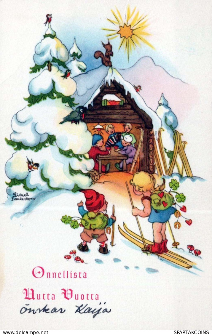 Happy New Year Christmas CHILDREN Vintage Postcard CPSMPF #PKD785.A - Nouvel An