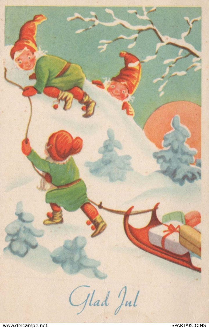 Bonne Année Noël ENFANTS Vintage Carte Postale CPSMPF #PKD428.A - Nouvel An