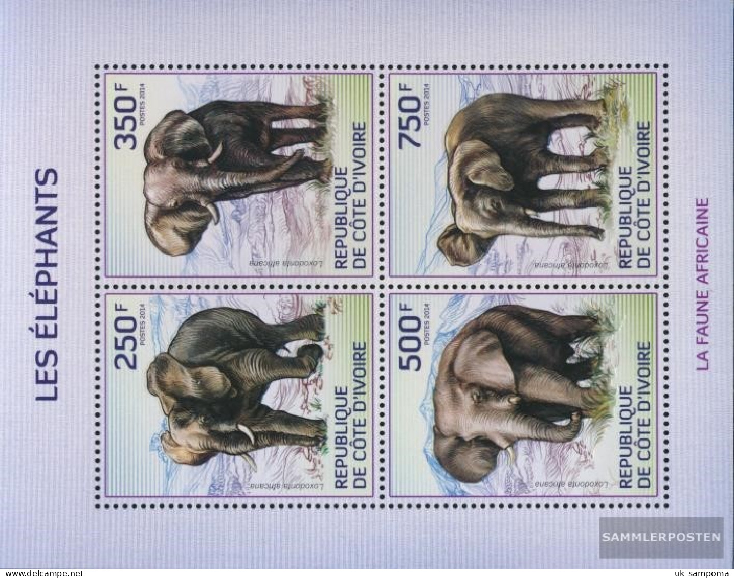 The Ivory Coast 1609-1612A Sheetlet (complete Issue) Unmounted Mint / Never Hinged 2014 Savannenelefant - Côte D'Ivoire (1960-...)