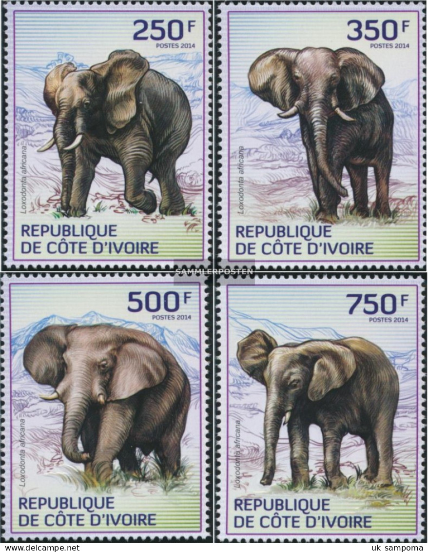 The Ivory Coast 1609-1612 (complete Issue) Unmounted Mint / Never Hinged 2014 Savannenelefant - Ivory Coast (1960-...)