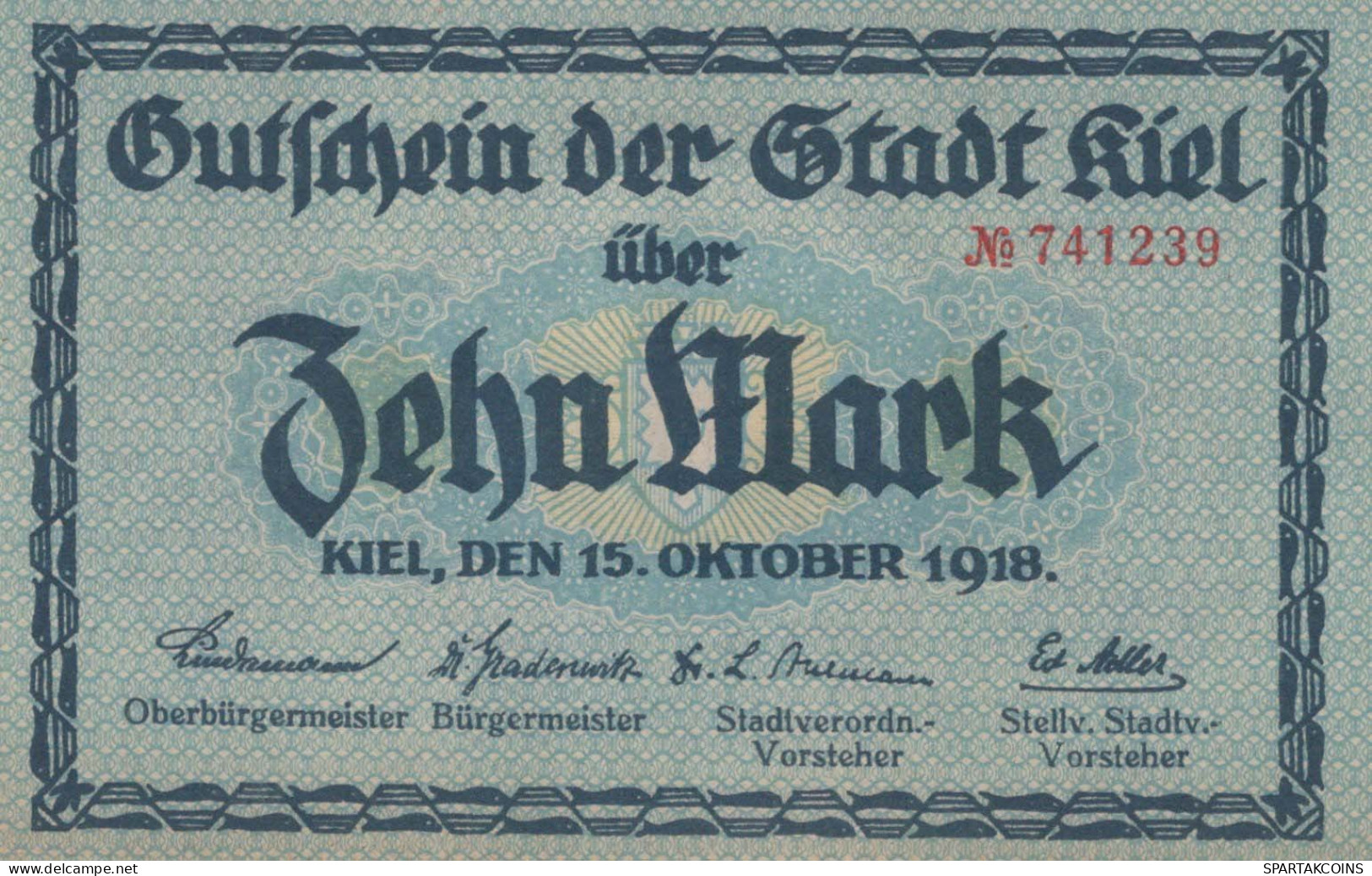 10 MARK 1918 Stadt KIEL Schleswig-Holstein UNC DEUTSCHLAND Notgeld Papiergeld Banknote #PK764 - Lokale Ausgaben
