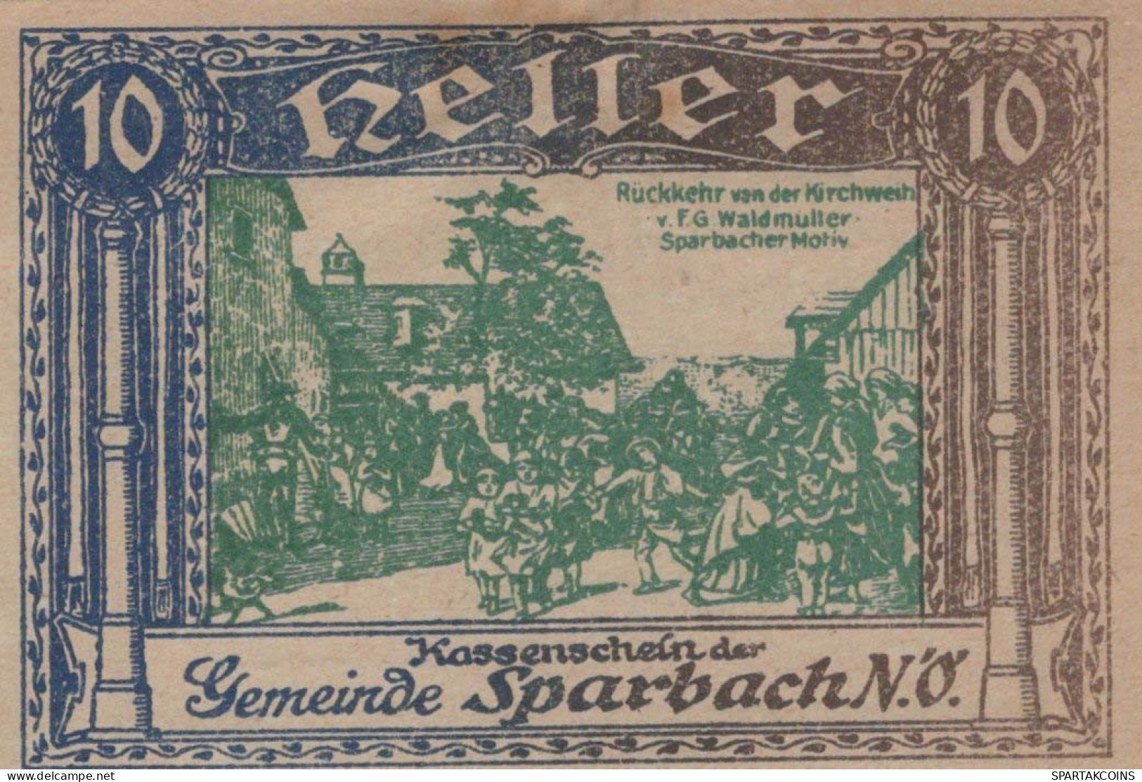 10 HELLER Stadt Sparbach Niedrigeren Österreich Notgeld Banknote #PI363 - Lokale Ausgaben