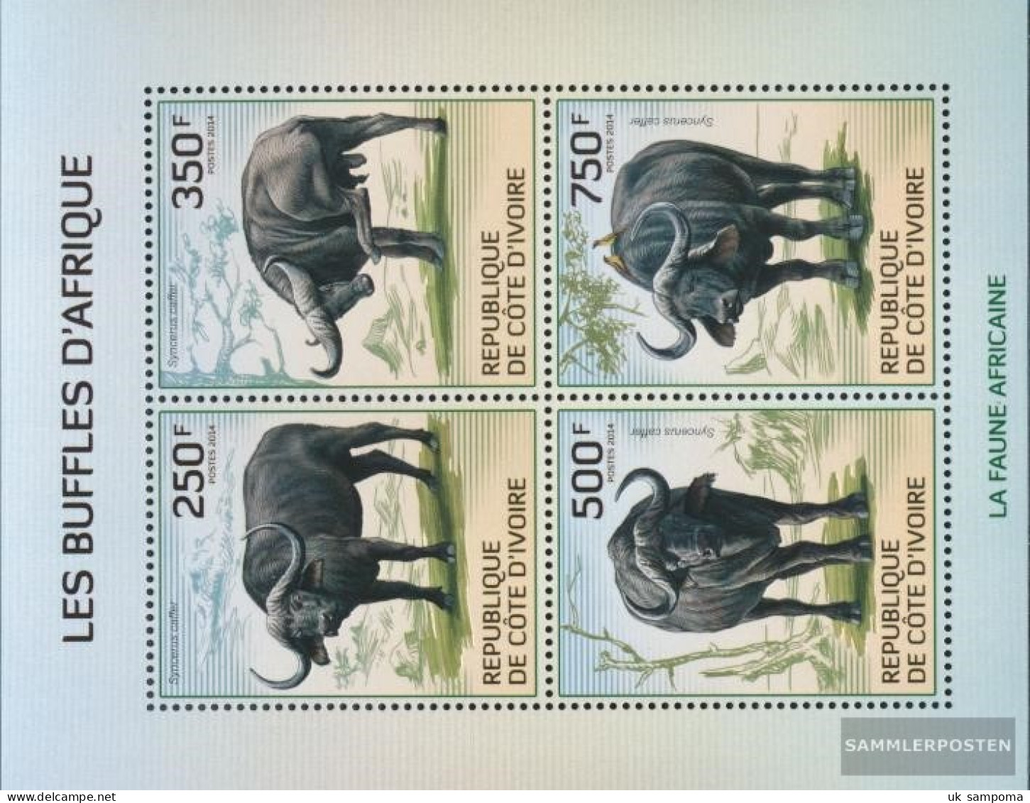 The Ivory Coast 1584-1587A Sheetlet (complete Issue) Unmounted Mint / Never Hinged 2014 Kaffernbüffel - Ivory Coast (1960-...)