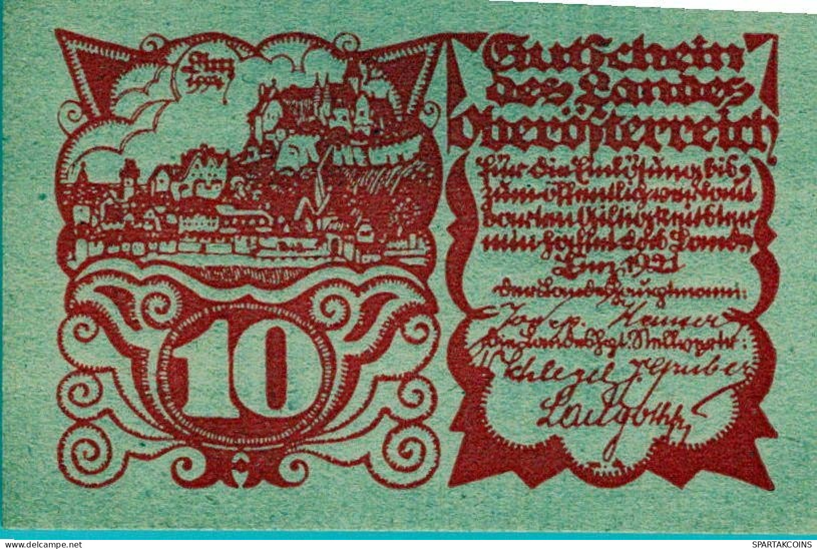 10 HELLER 1921 Stadt Oberösterreich Österreich UNC Österreich Notgeld #PJ185 - Lokale Ausgaben