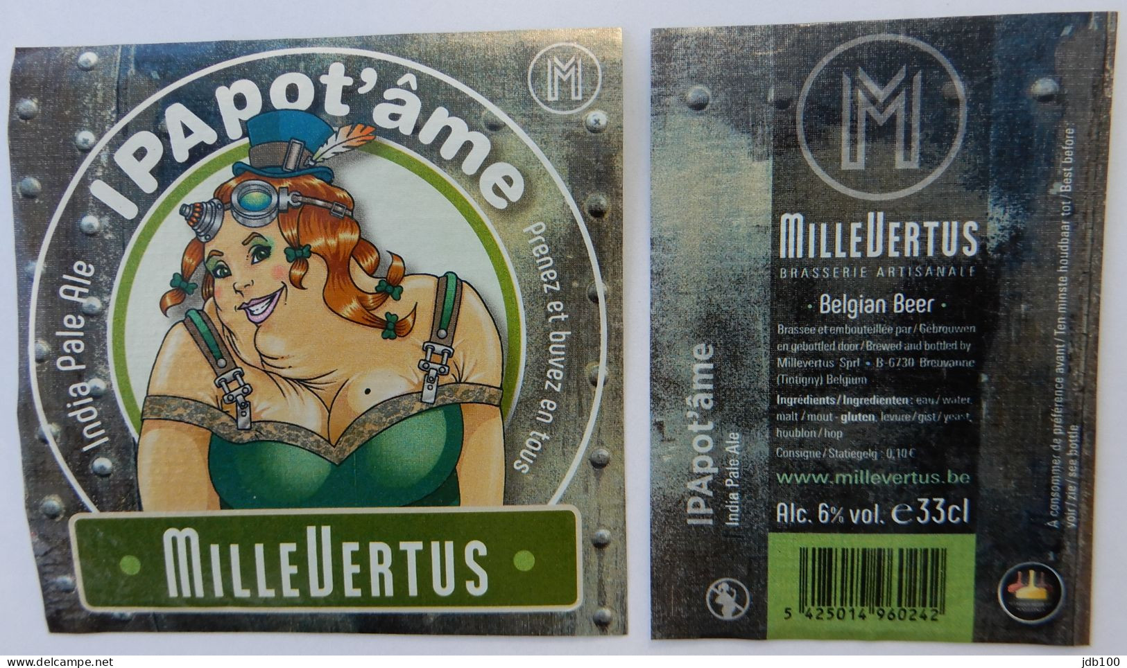 Bier Etiket (5p7), étiquette De Bière, Beer Label, IPA Pot'âme Brouwerij Millevertus - Bière
