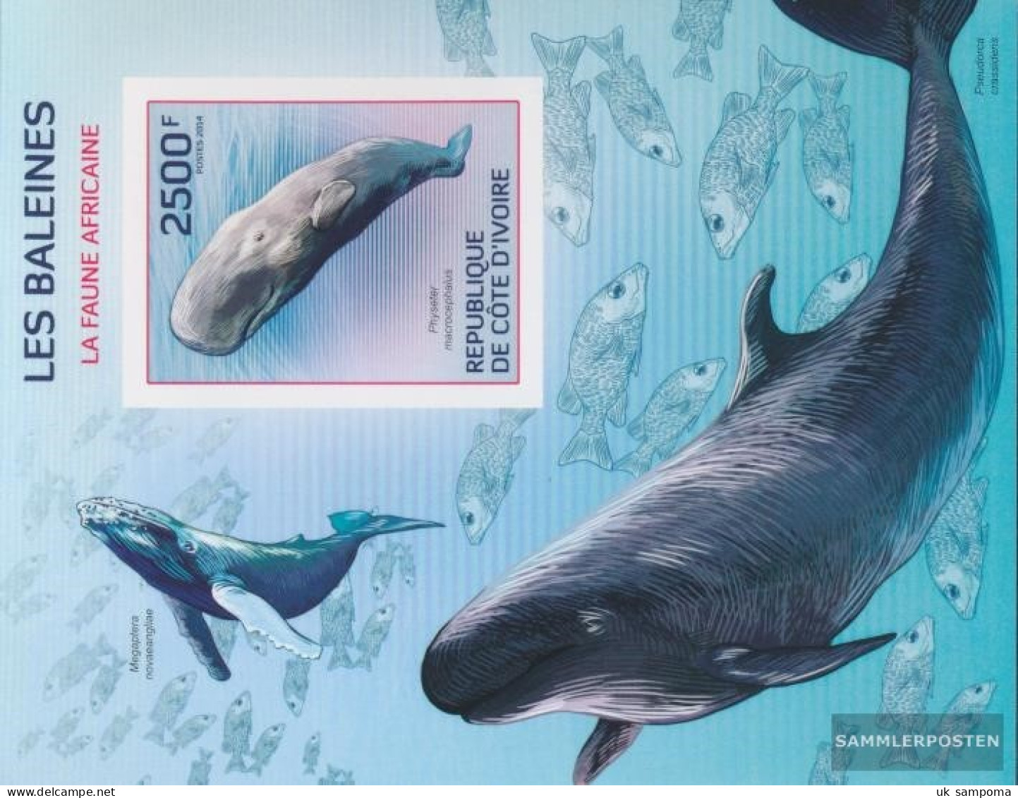 The Ivory Coast Block204B (complete Issue) Ungezähnte Stamps Unmounted Mint / Never Hinged 2014 Whales - Ivory Coast (1960-...)