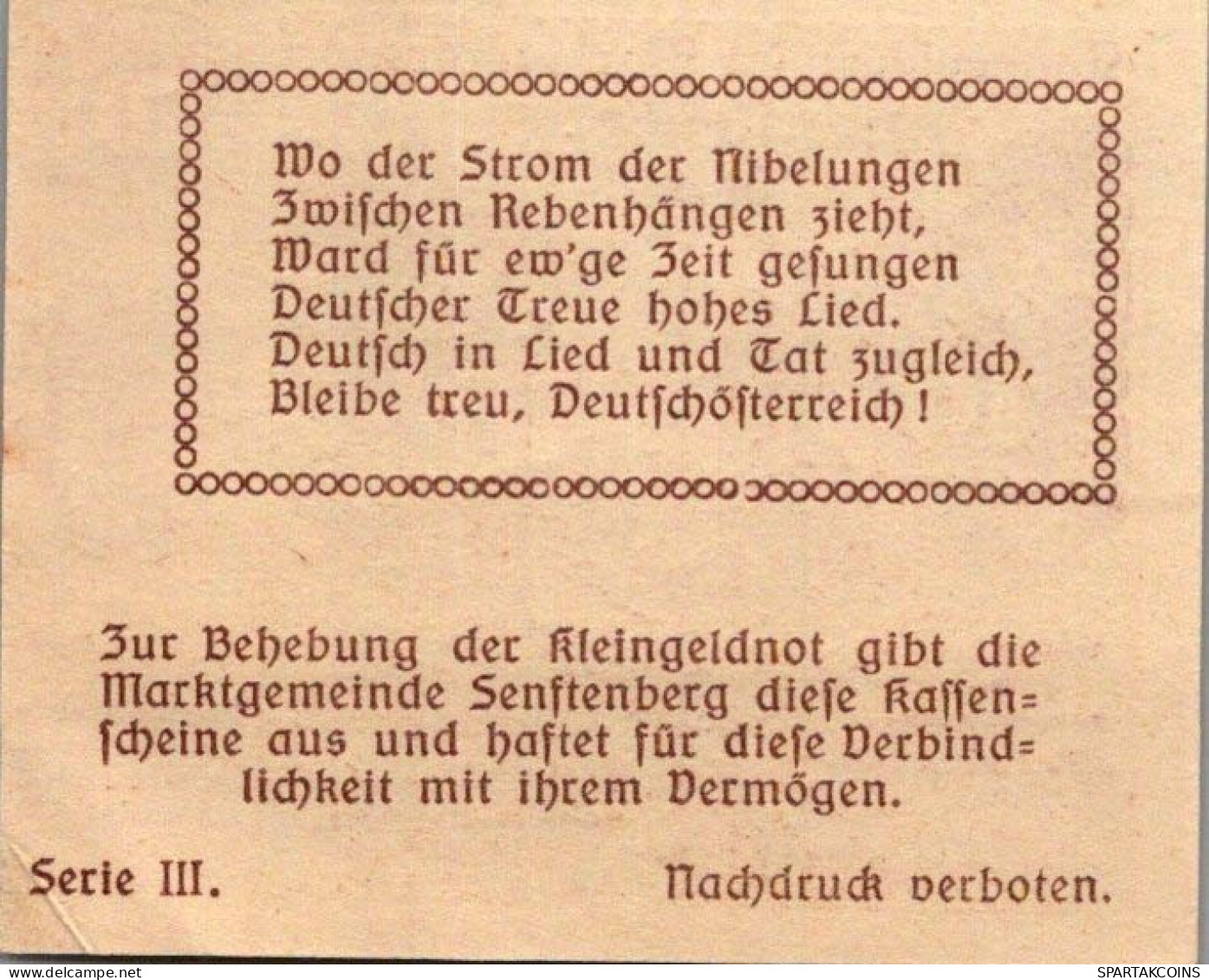 10 HELLER 1920 Stadt SENFTENBERG Niedrigeren Österreich Notgeld #PF001 - [11] Emissions Locales