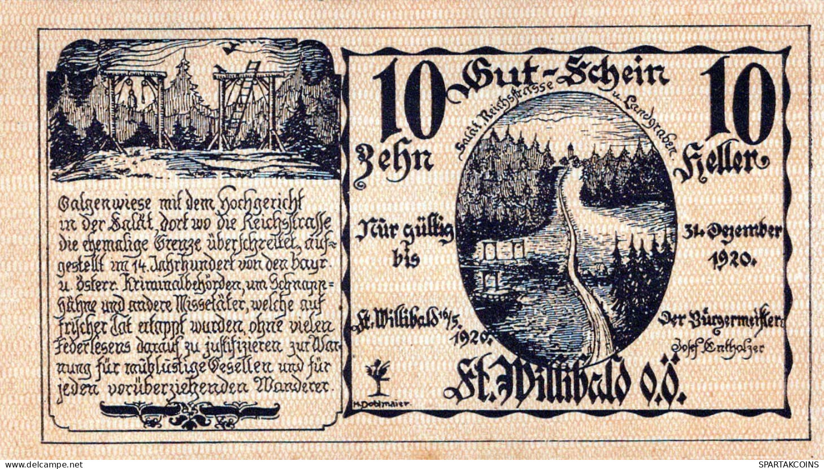 10 HELLER 1920 Stadt SANKT WILLIBALD Oberösterreich Österreich Notgeld #PF915 - [11] Emissions Locales