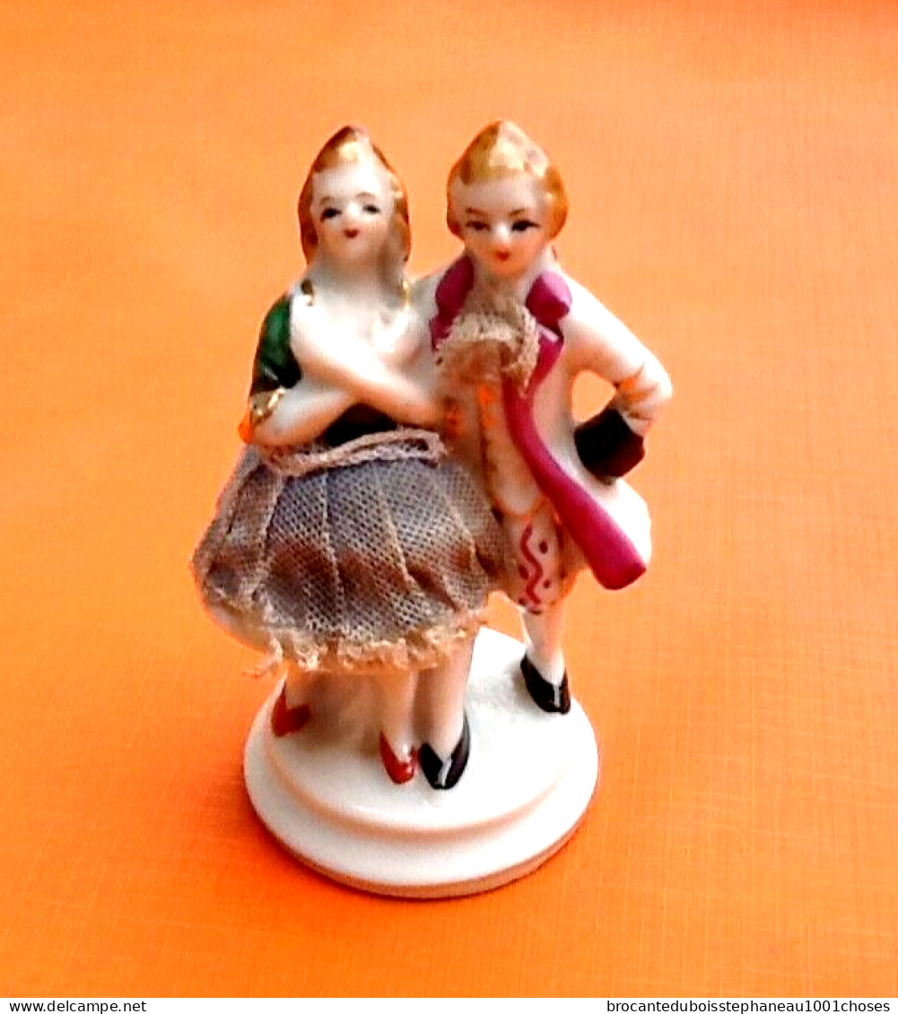 Figurine Couple Galant  Marquis / Marquise  Porcelaine Polychrome - Sonstige & Ohne Zuordnung