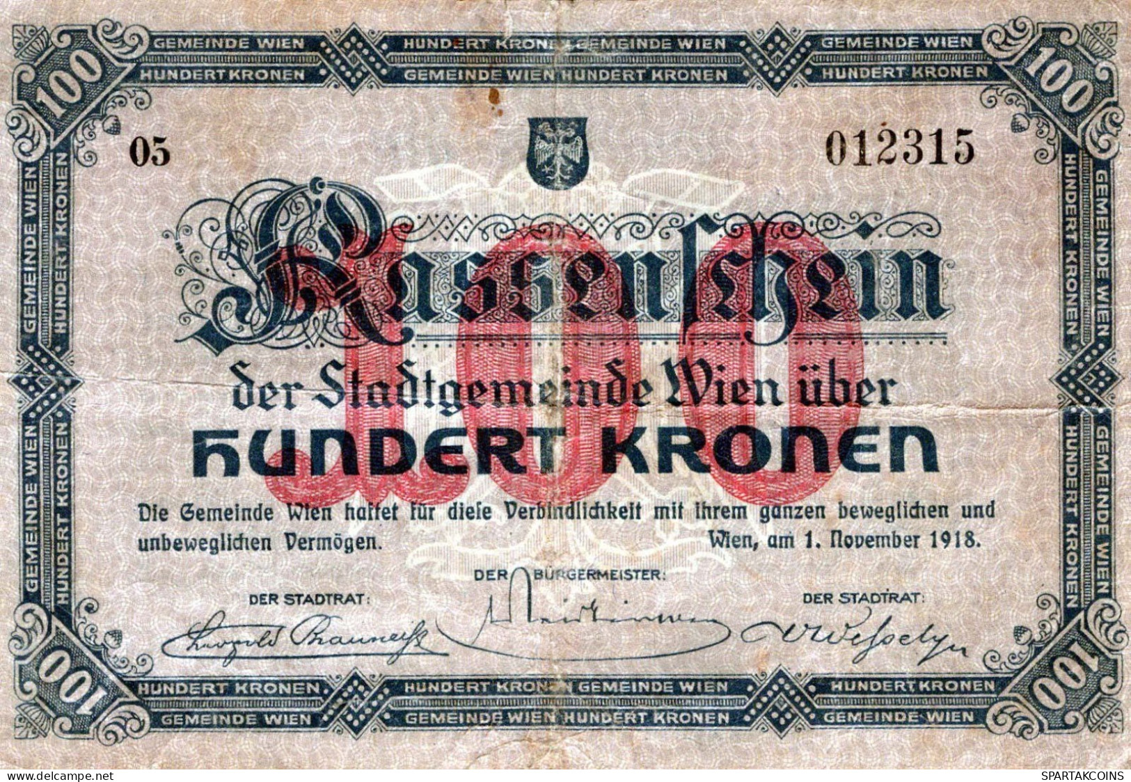 100 KRONEN 1918 Stadt BADEN BEI WIEN Niedrigeren Österreich Notgeld #PD896 - Lokale Ausgaben