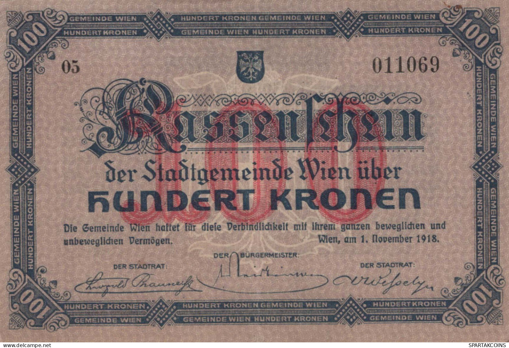 100 KRONEN 1918 Stadt BADEN BEI WIEN Niedrigeren Österreich Notgeld #PD877 - [11] Lokale Uitgaven