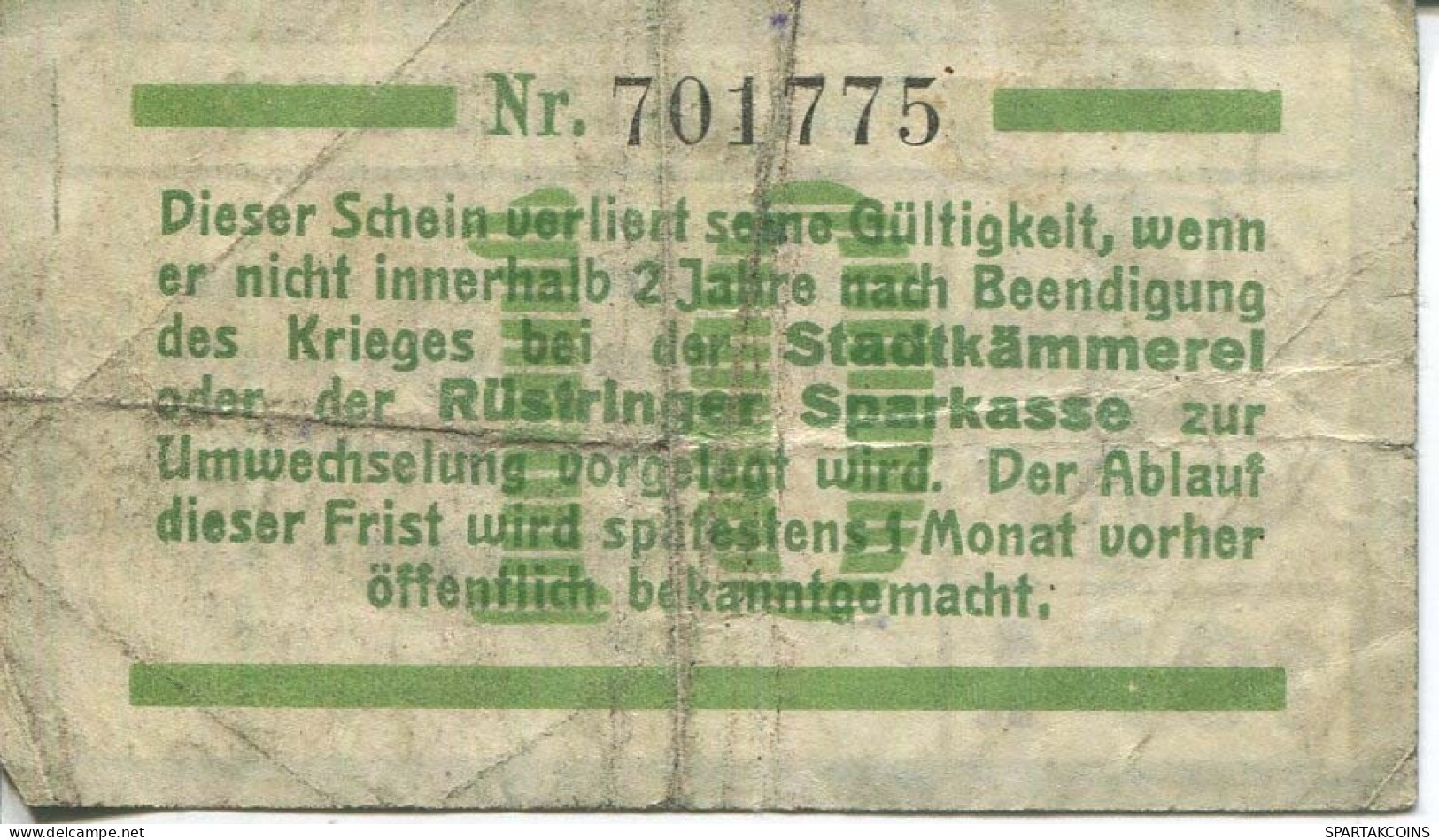 10 PFENNIG Stadt RÜSTRINGEN Oldenburg DEUTSCHLAND Notgeld Papiergeld Banknote #PL734 - [11] Lokale Uitgaven