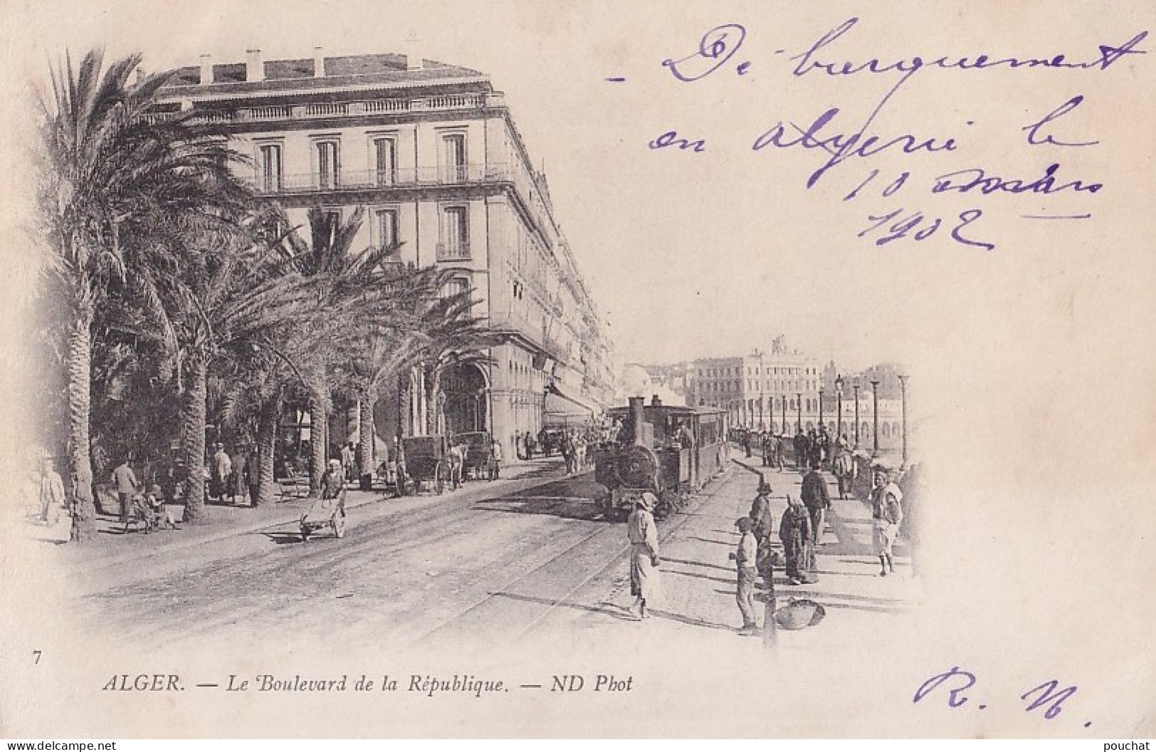 C5- ALGER - LE BOULEVARD DE LA REPUBLIQUE - TRAIN  - EN  1902 - ( 2 SCANS ) - Algiers