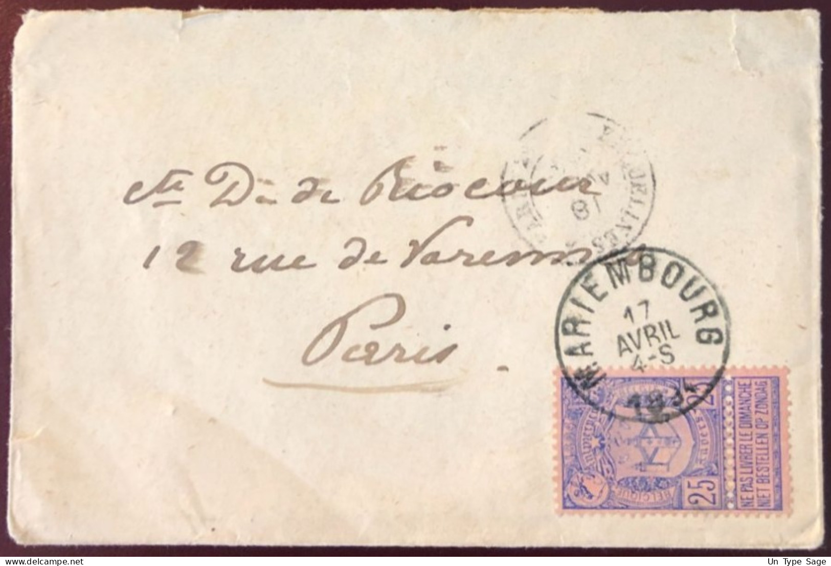 Belgique COB N°70 Sur Enveloppe Cachet MARIEMBOURG 17.4.1894 Pour Paris - (W1430) - Autres & Non Classés