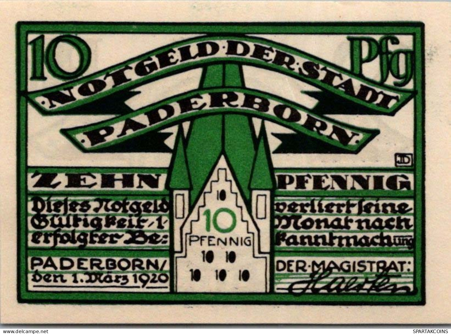 10 PFENNIG 1920 Stadt PADERBORN Westphalia UNC DEUTSCHLAND Notgeld #PI951 - [11] Emissioni Locali