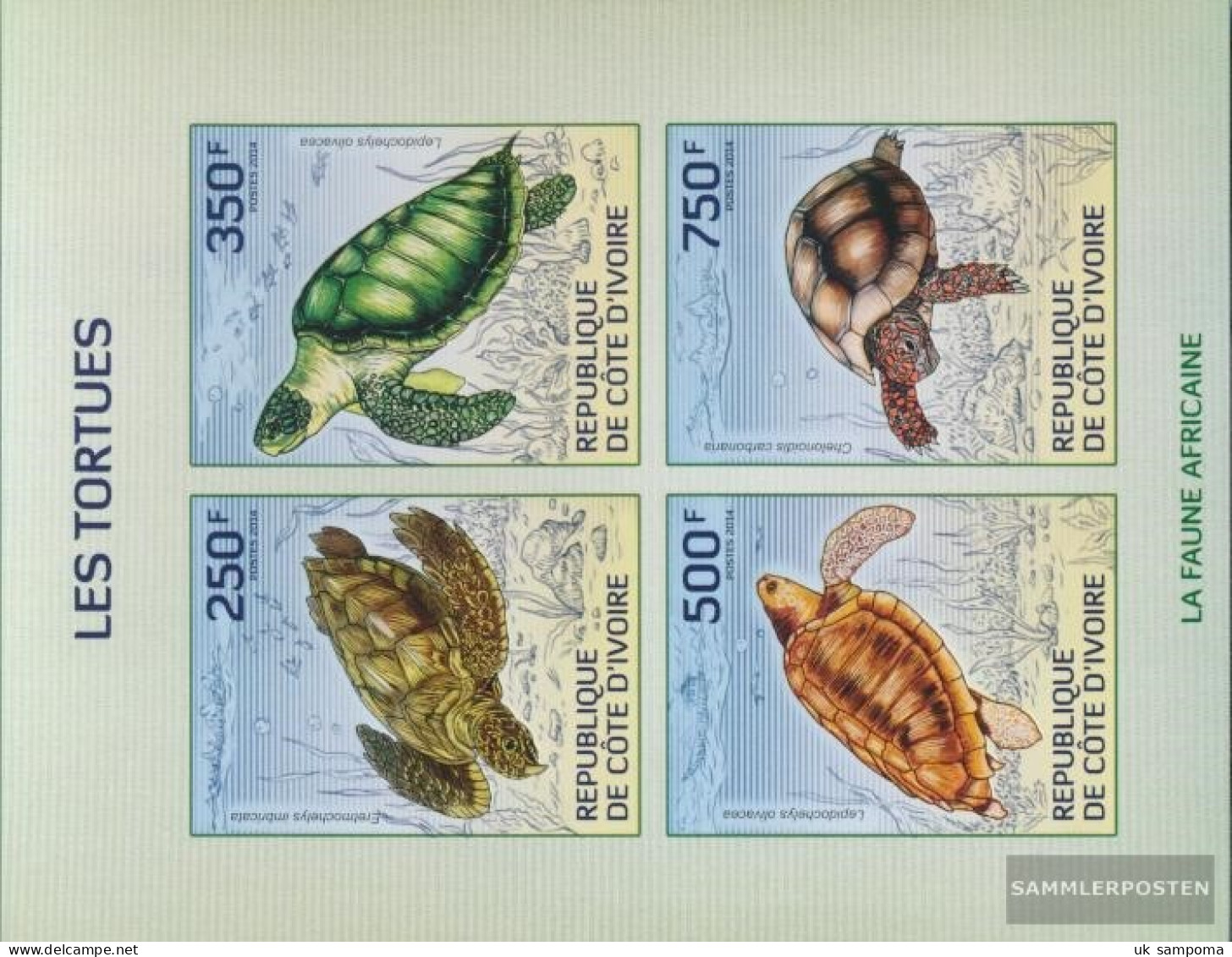 The Ivory Coast 1524-1527B Sheetlet (complete Issue) Ungezähnte Stamps Unmounted Mint / Never Hinged 2014 Turtles - Costa D'Avorio (1960-...)