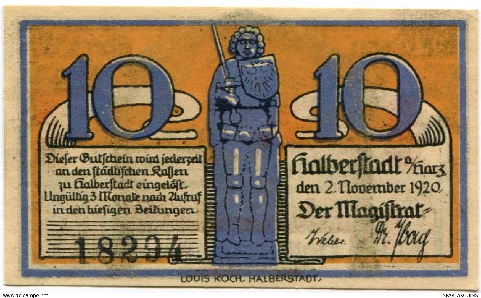 10 PFENNIG 1920 Stadt HALBERSTADT Saxony DEUTSCHLAND Notgeld Papiergeld Banknote #PL943 - [11] Emissioni Locali