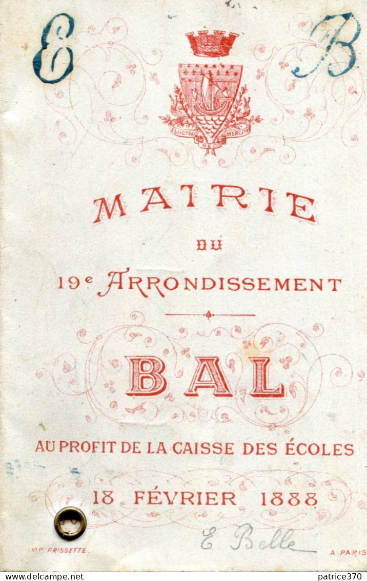 Carte BAL Février 1888 Mairie 18 XVIII è PARIS Profit Caisse écoles Programme Danses Des Noms De Danseurs Illustré - Programmes