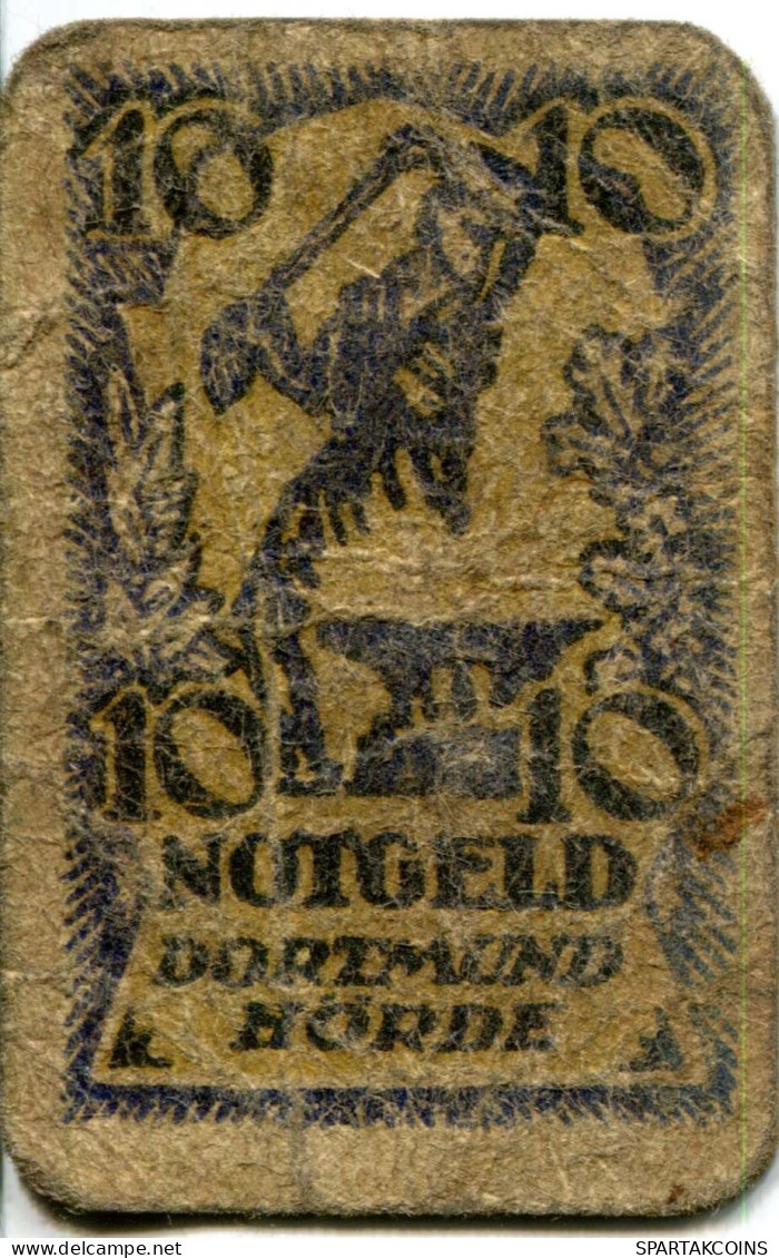 10 PFENNIG 1920 Stadt DORTMUND AND HoRDE Westphalia DEUTSCHLAND Notgeld Papiergeld Banknote #PL531 - [11] Emissioni Locali