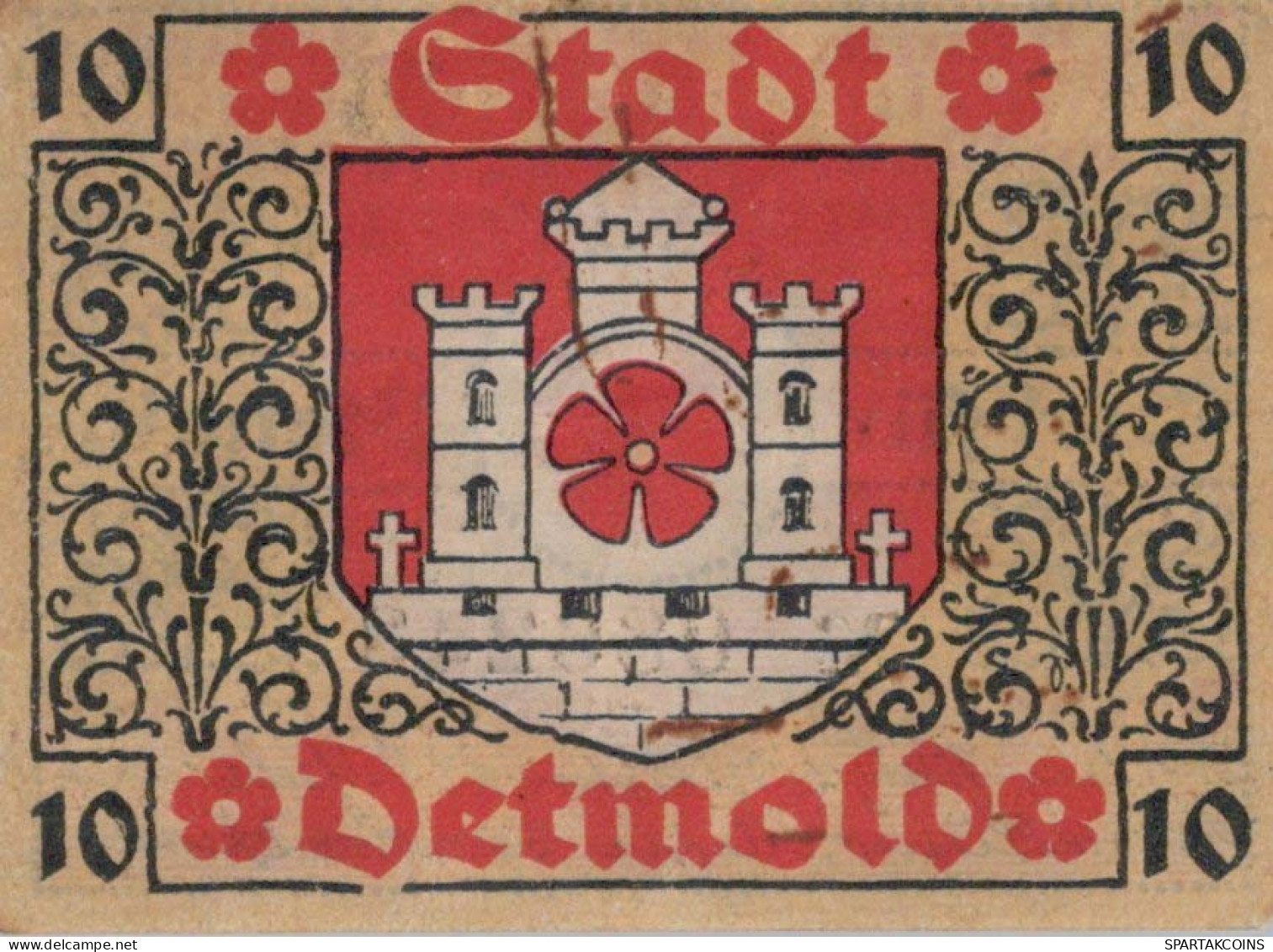 10 PFENNIG 1920 Stadt DETMOLD Lippe UNC DEUTSCHLAND Notgeld Banknote #PA434 - [11] Emissioni Locali