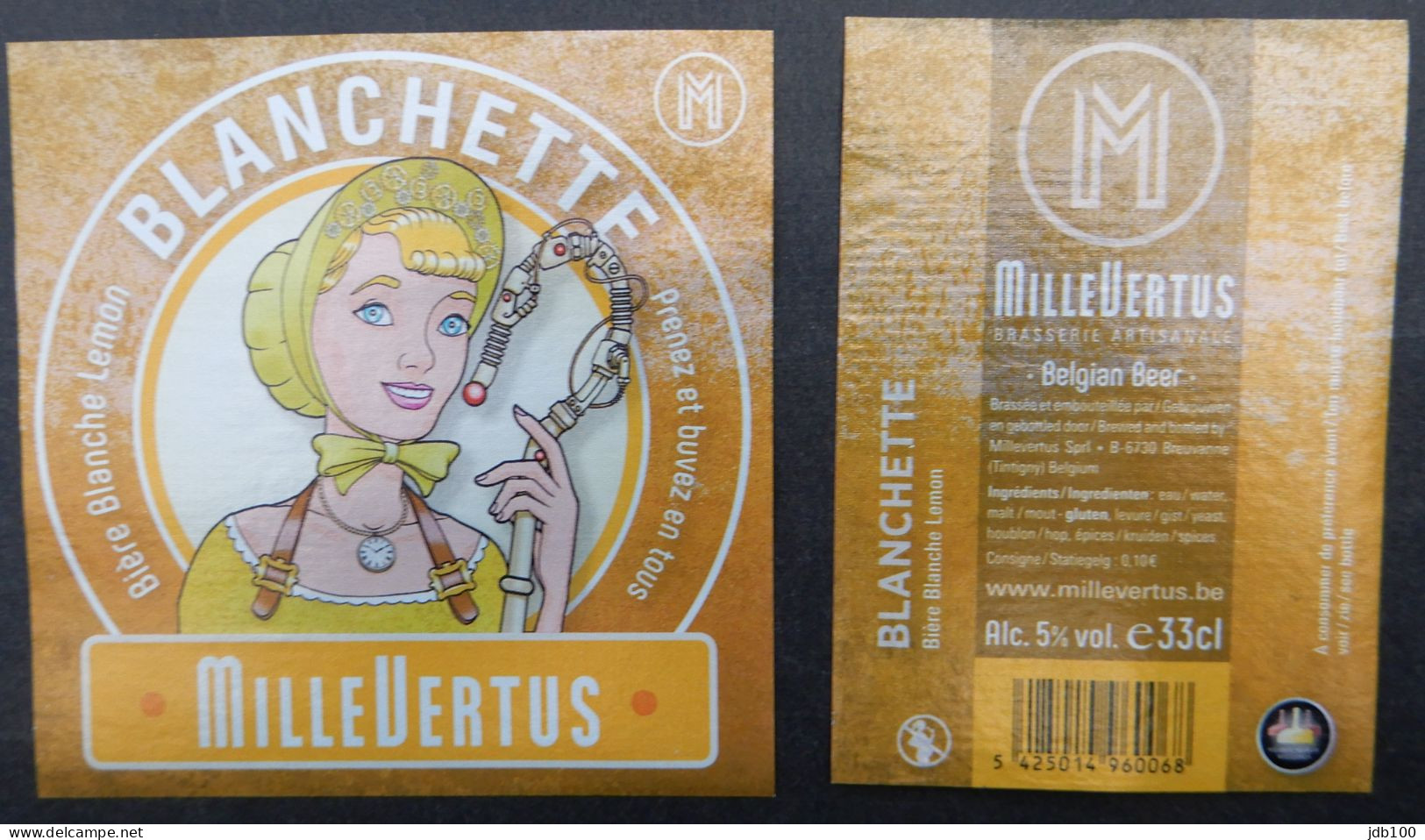 Bier Etiket (5q7), étiquette De Bière, Beer Label, Blanchette Brouwerij Millevertus - Bière