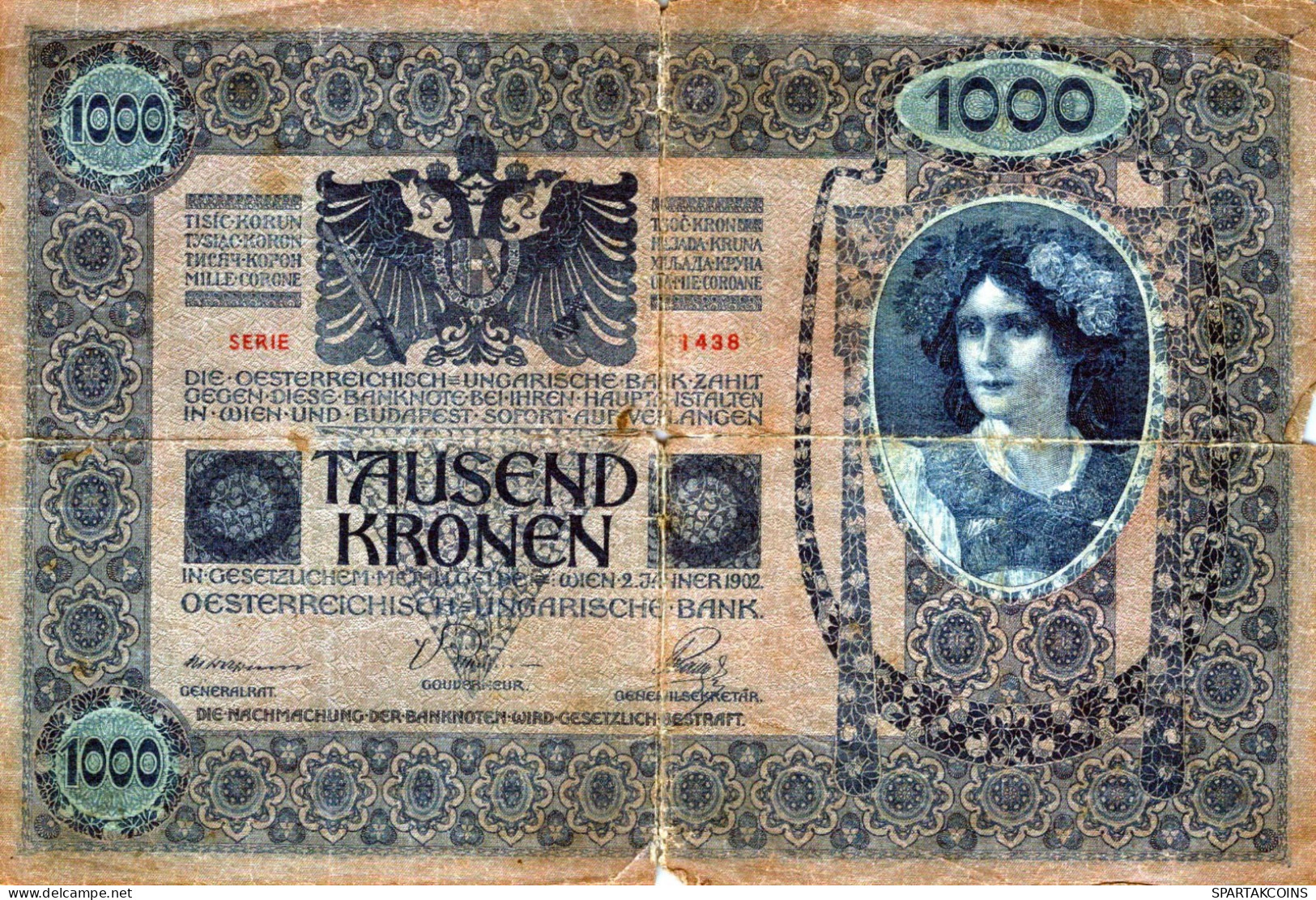 10000 KRONEN 1902 Österreich Papiergeld Banknote #PL318 - [11] Lokale Uitgaven