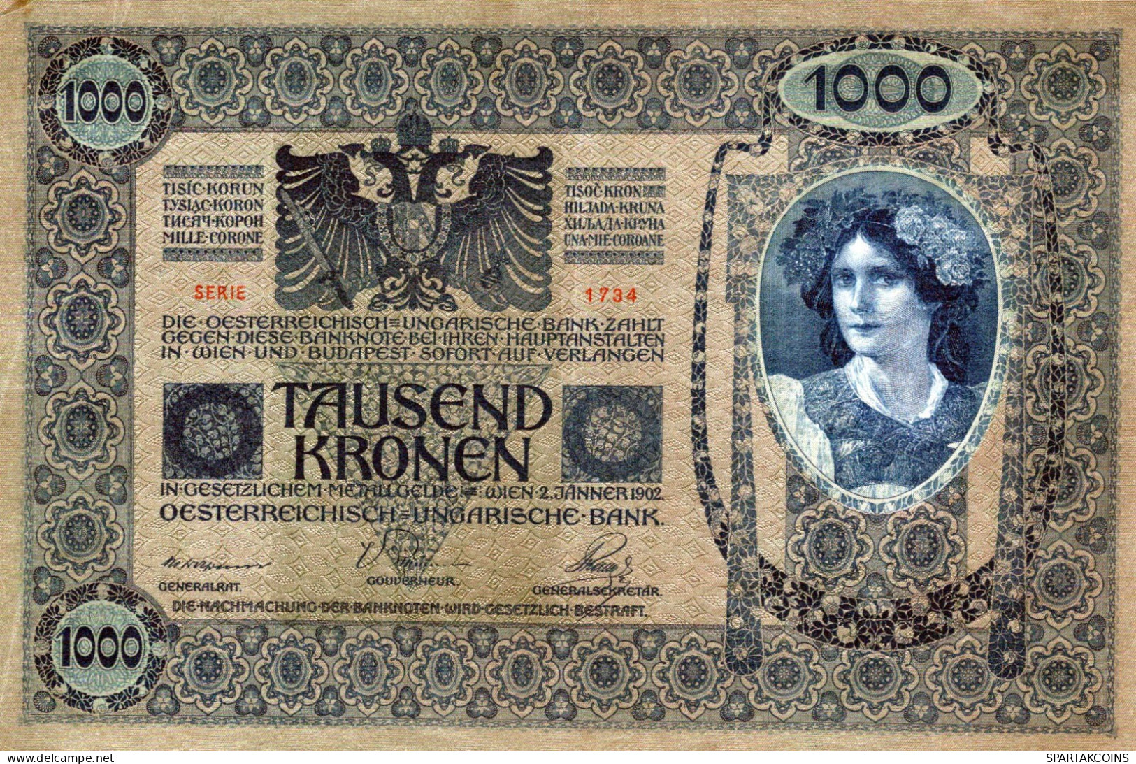 10000 KRONEN 1902 Österreich Papiergeld Banknote #PL314 - [11] Lokale Uitgaven