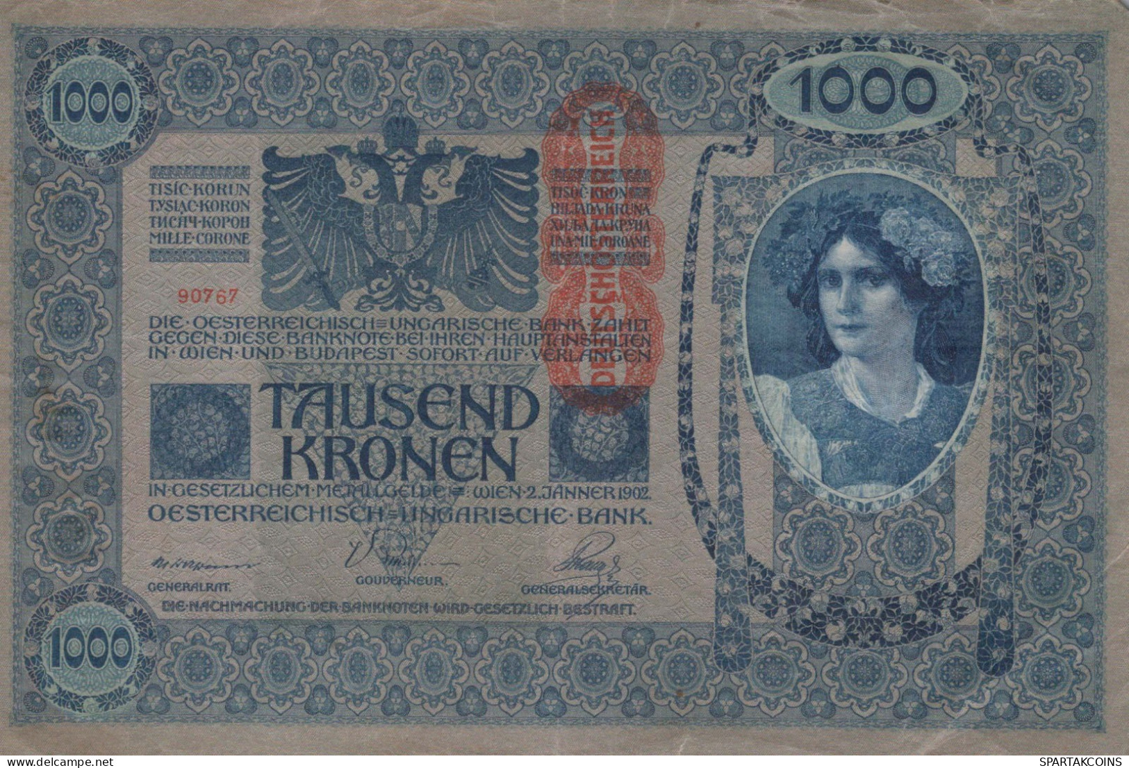 10000 KRONEN 1902 Österreich Papiergeld Banknote #PL313 - [11] Lokale Uitgaven