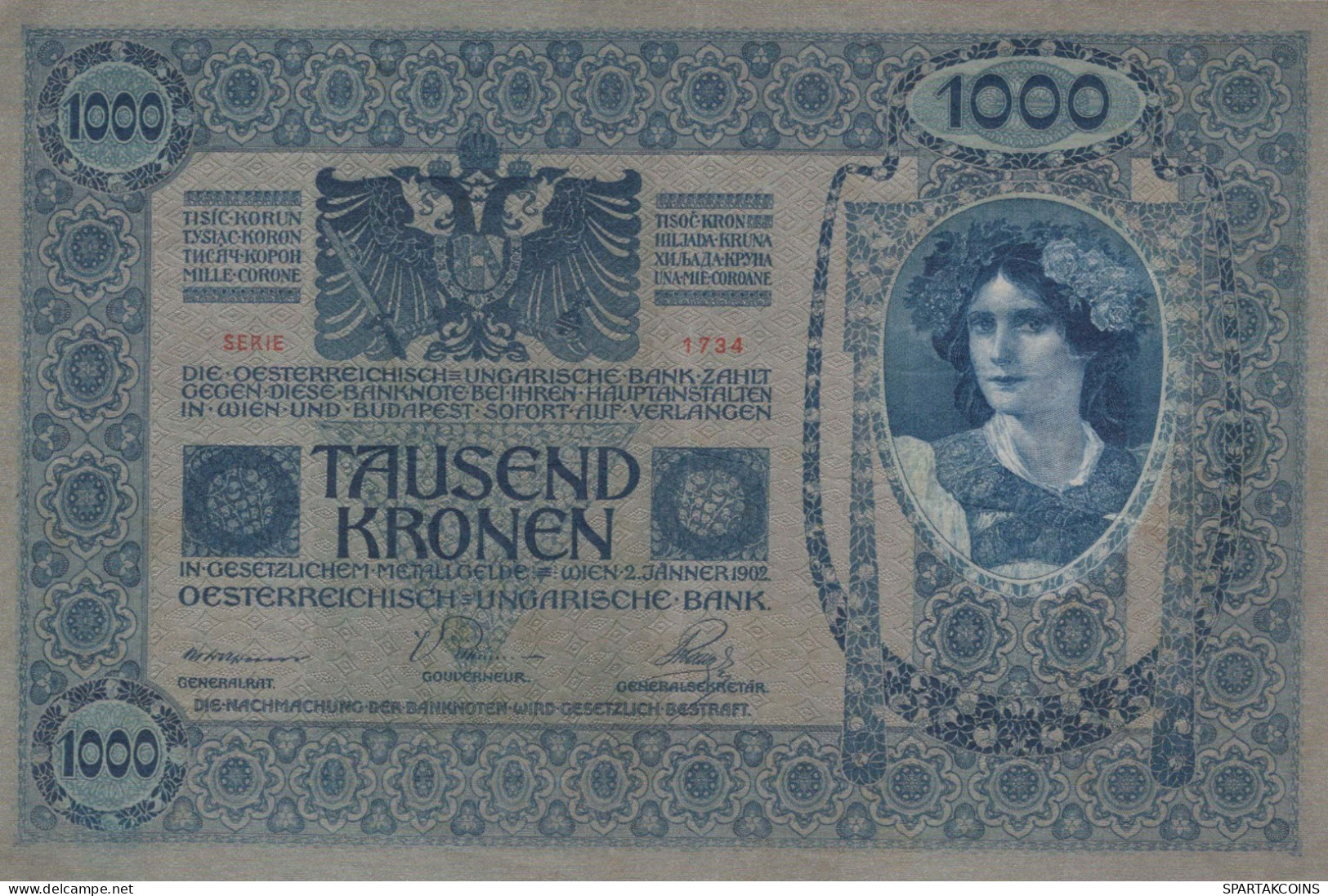 10000 KRONEN 1902 Österreich Papiergeld Banknote #PL308 - [11] Lokale Uitgaven