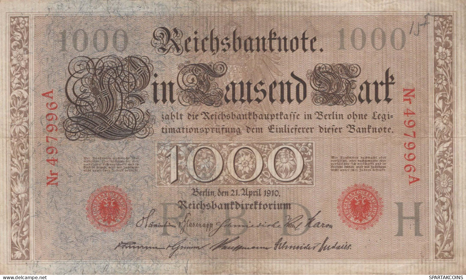 1000 MARK 1910 DEUTSCHLAND Papiergeld Banknote #PL368 - [11] Emissions Locales