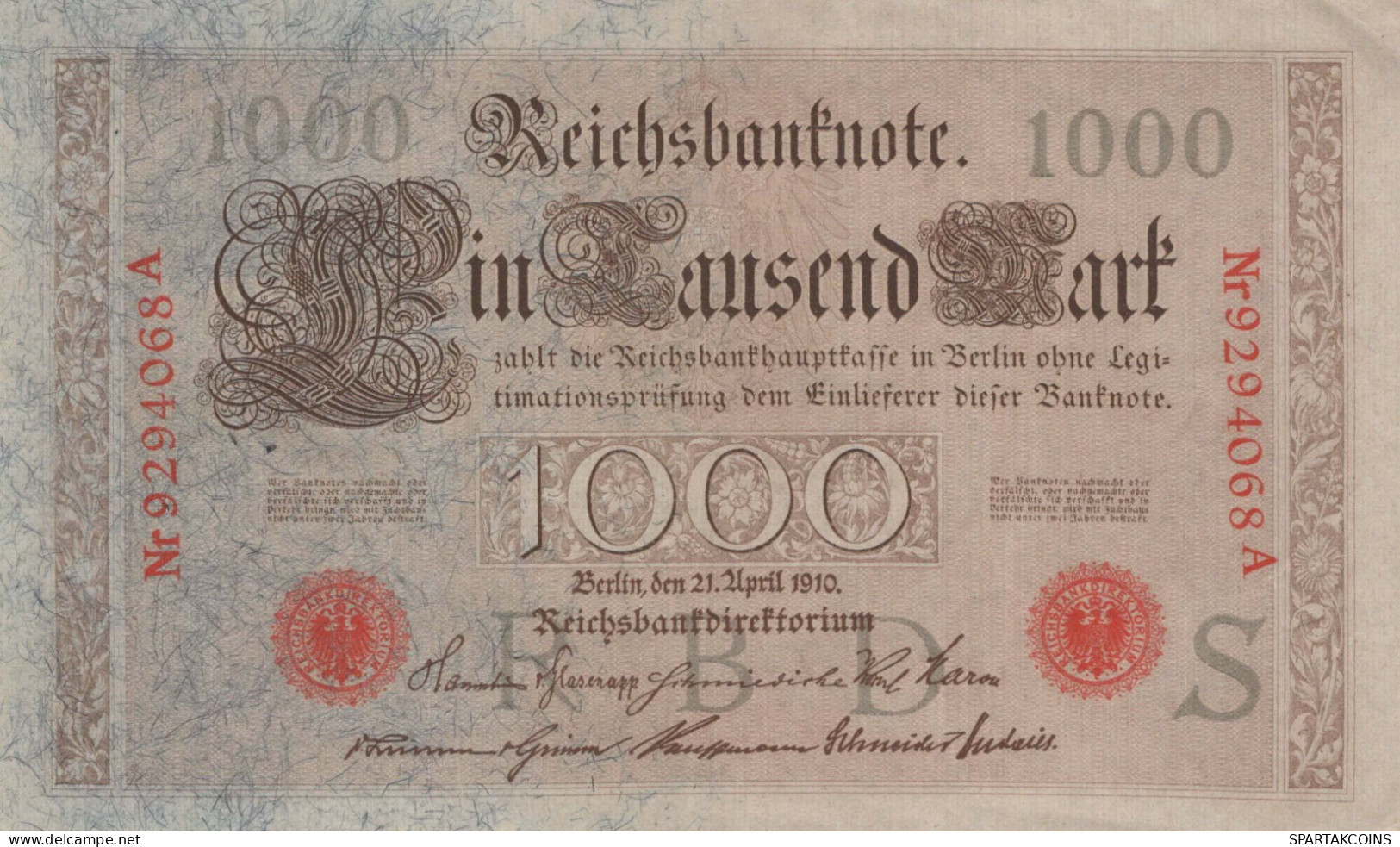 1000 MARK 1910 DEUTSCHLAND Papiergeld Banknote #PL357 - [11] Local Banknote Issues