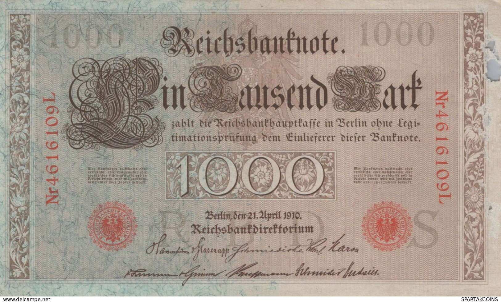 1000 MARK 1910 DEUTSCHLAND Papiergeld Banknote #PL349 - [11] Local Banknote Issues