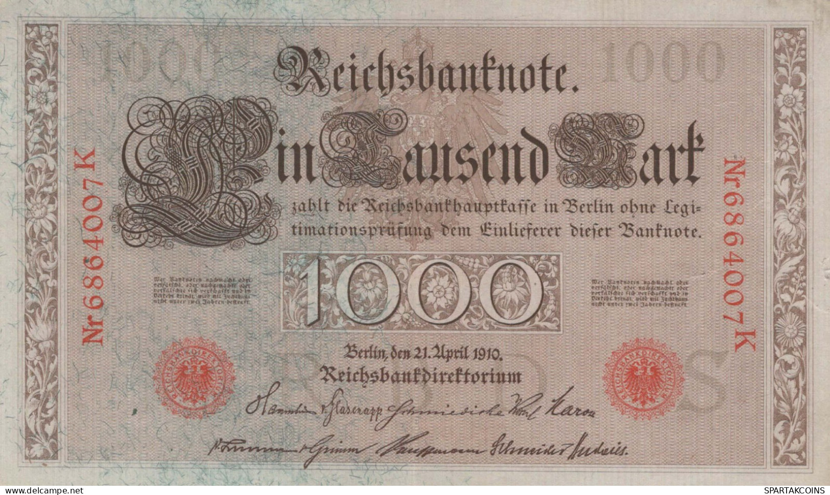 1000 MARK 1910 DEUTSCHLAND Papiergeld Banknote #PL343 - [11] Emisiones Locales