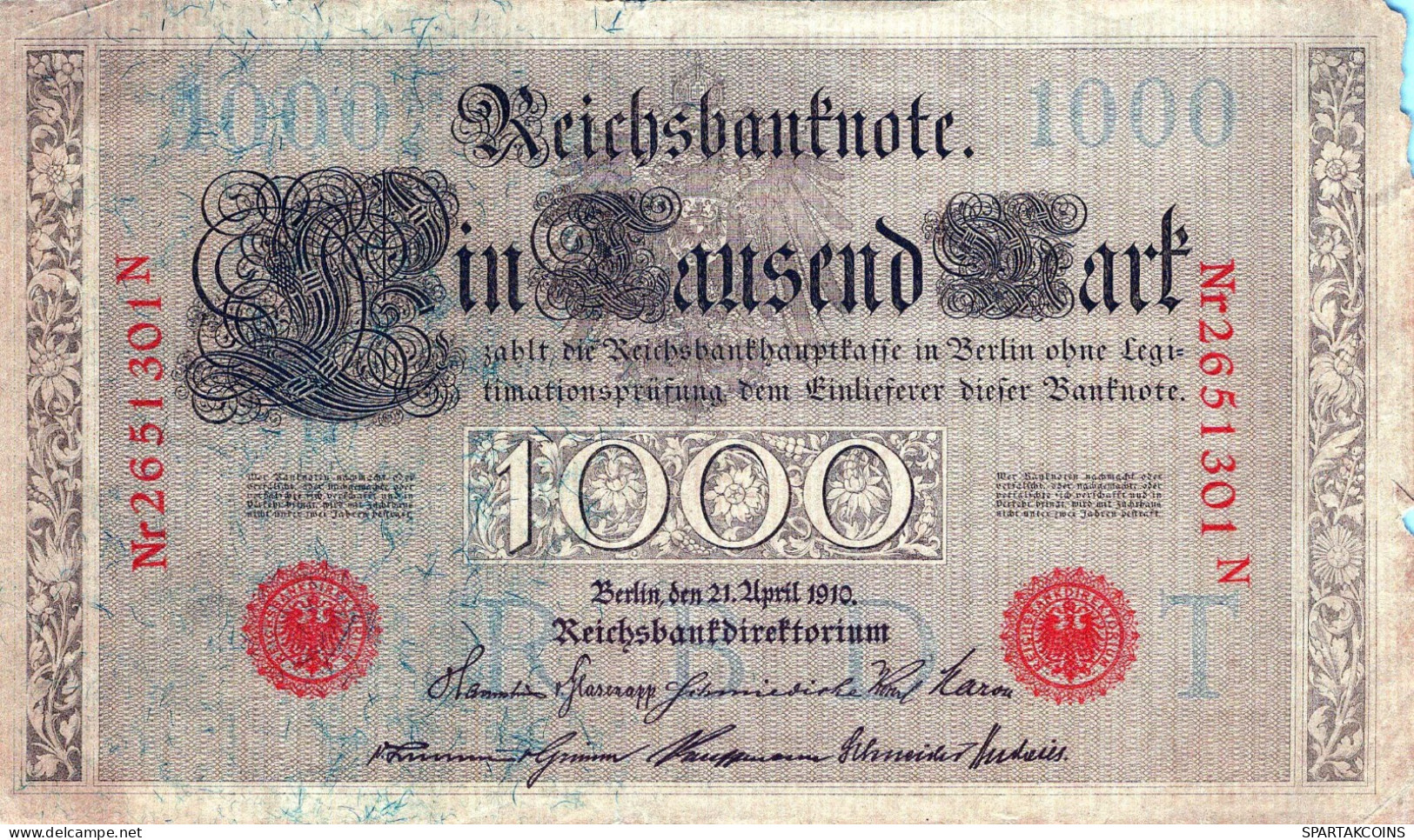 1000 MARK 1910 DEUTSCHLAND Papiergeld Banknote #PL285 - [11] Emissions Locales
