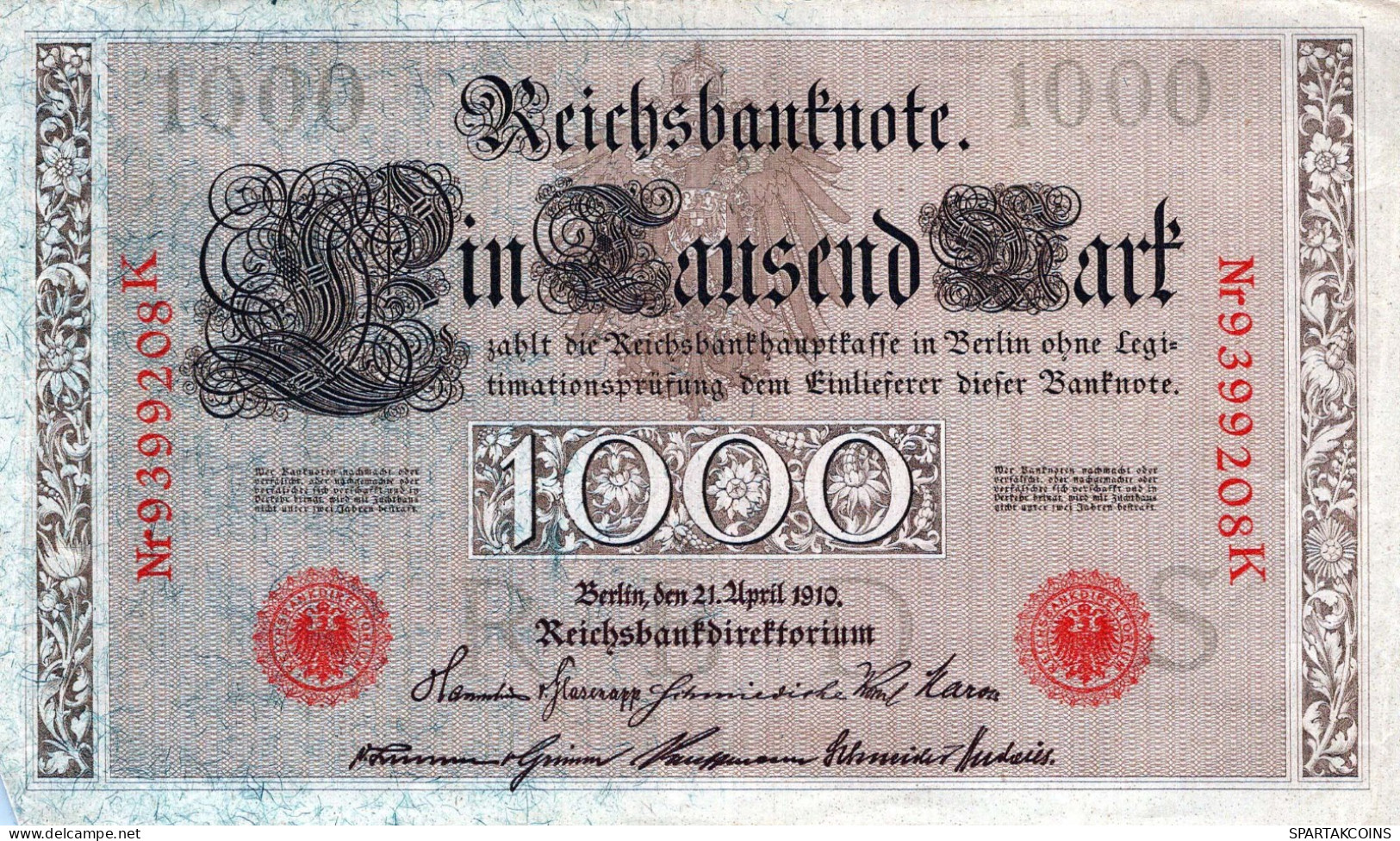1000 MARK 1910 DEUTSCHLAND Papiergeld Banknote #PL271 - [11] Emissions Locales