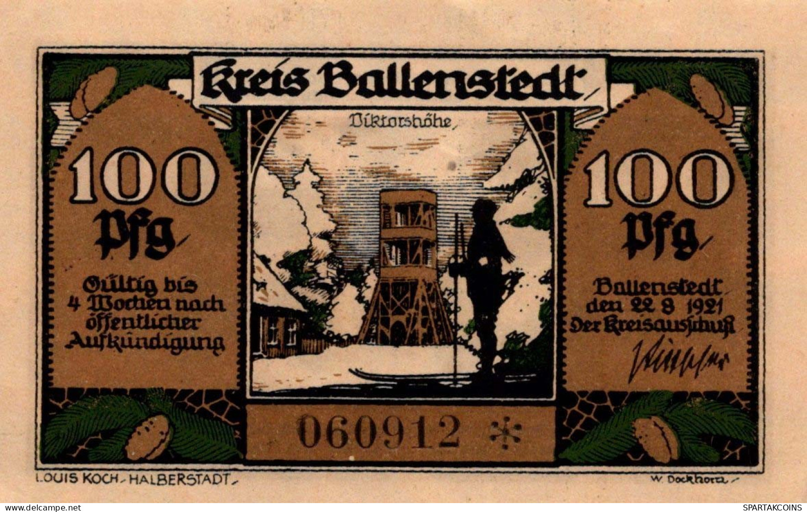 100 PFENNIG 1921 Stadt HALBERSTADT Saxony DEUTSCHLAND Notgeld Banknote #PD555 - [11] Emissioni Locali