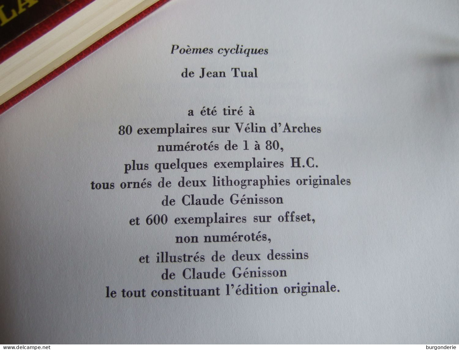 POEMES CYCLIQUES / JEAN TUAL / ILLUSTRATIONS CLAUDE GENISSON / LIVRE RARE